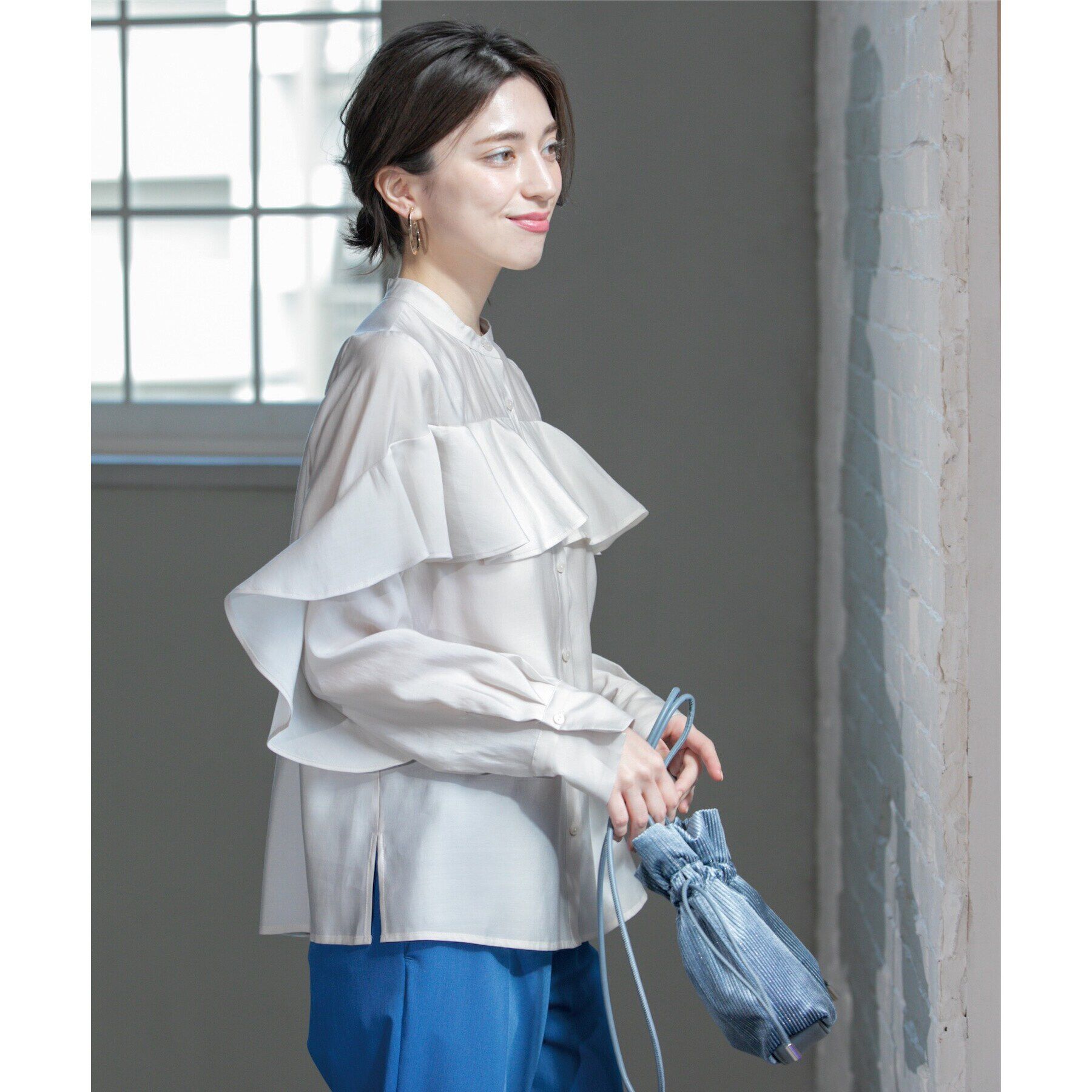 OPAQUE.CLIP「シアーフリルブラウス【洗濯機洗い可】」|シャツ・ブラウス|
