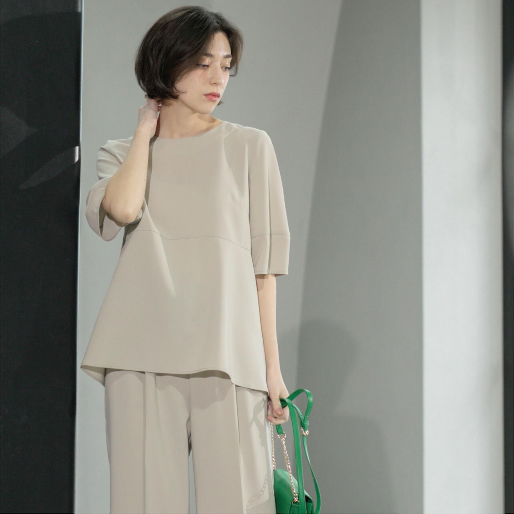 OPAQUE.CLIP「《6色展開》ストレッチペプラムブラウス/セットアップ対応【洗濯機洗い可/防シワ】」|シャツ・ブラウス|