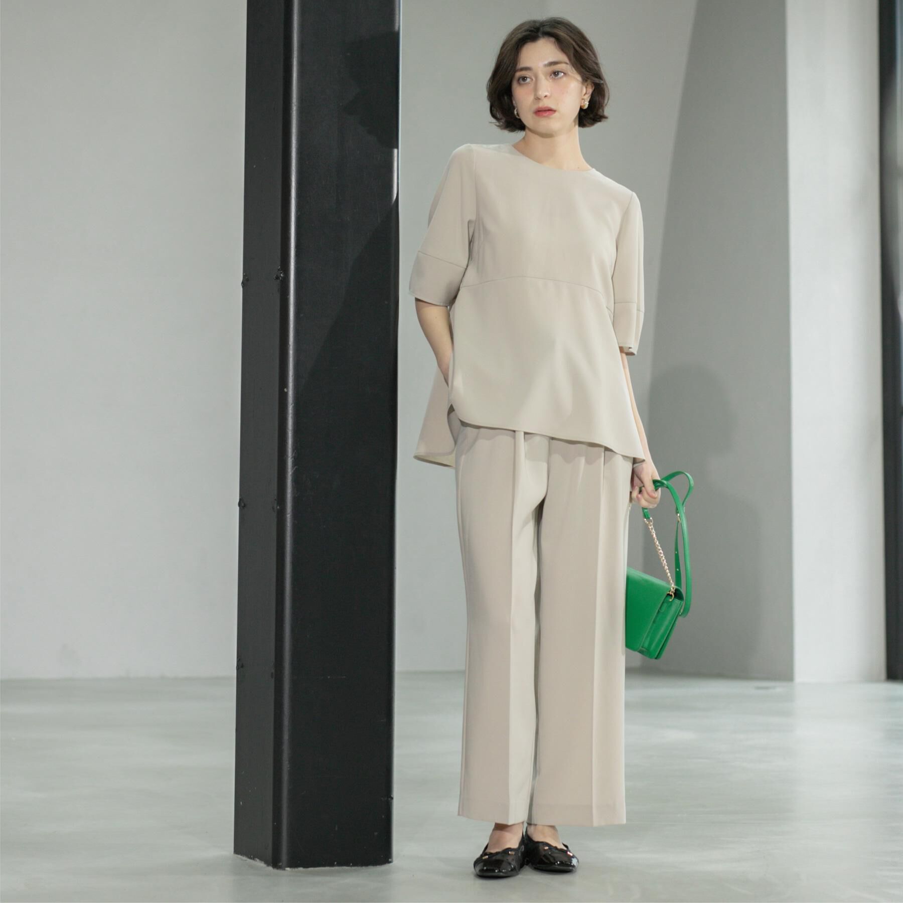 OPAQUE.CLIP「《6色展開》ストレッチペプラムブラウス/セットアップ対応【洗濯機洗い可/防シワ】」|シャツ・ブラウス|