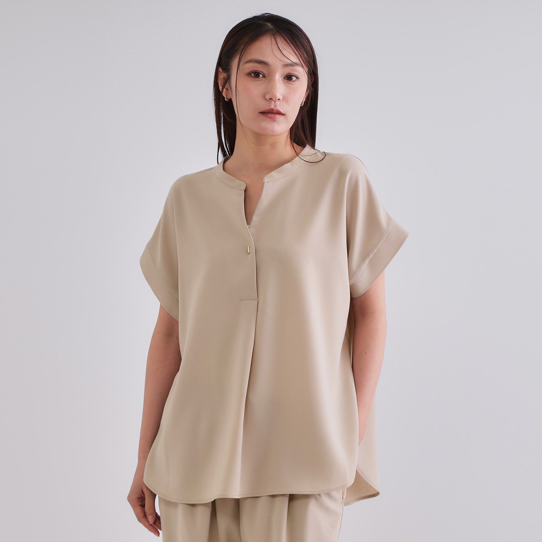 OPAQUE.CLIP「《7色展開/SS-LLサイズ》ストレッチスキッパーブラウス/セットアップ対応【洗濯機洗い可/防シワ】」|シャツ・ブラウス|