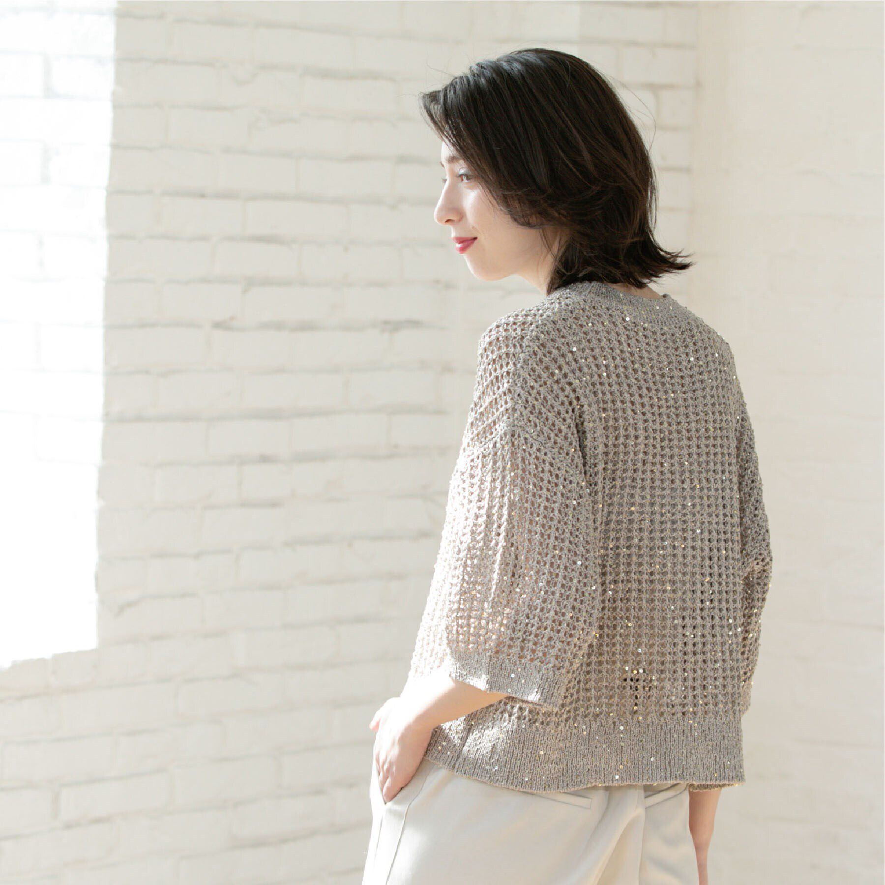 OPAQUE.CLIP「スパンコールメッシュニット」|ニット・セーター|