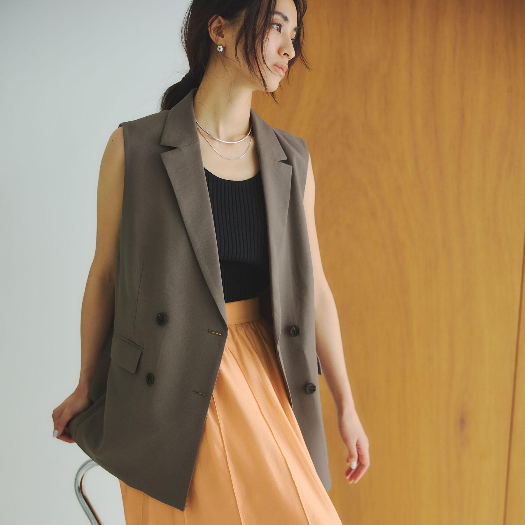 OPAQUE.CLIP「《美人百花掲載》テーラードジレ/セットアップ対応【洗える】」|ベスト・ジレ|