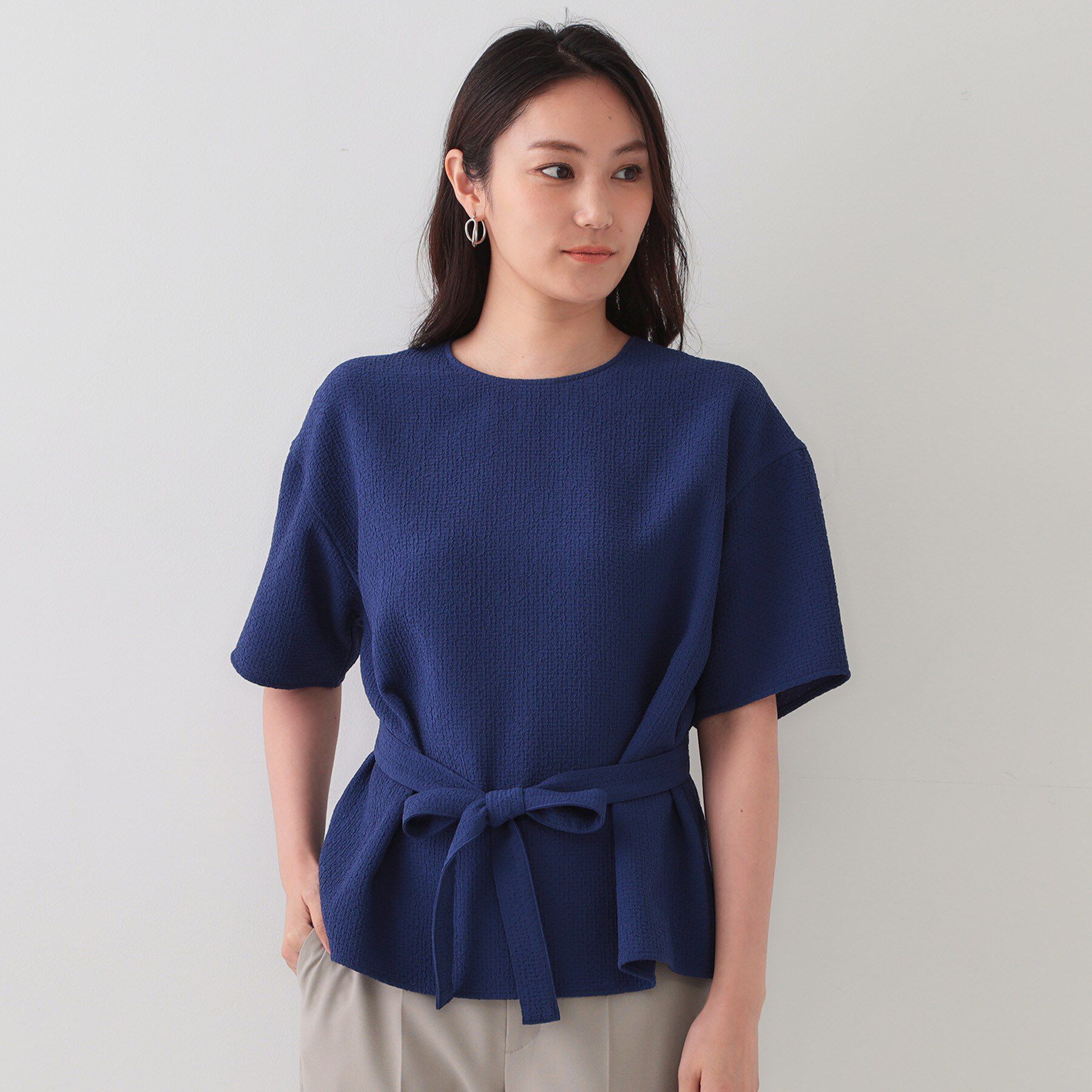 OPAQUE.CLIP「ストレッチジャカード2WAYリボントップス/セットアップ対応可【洗濯機洗い可】」|シャツ・ブラウス|