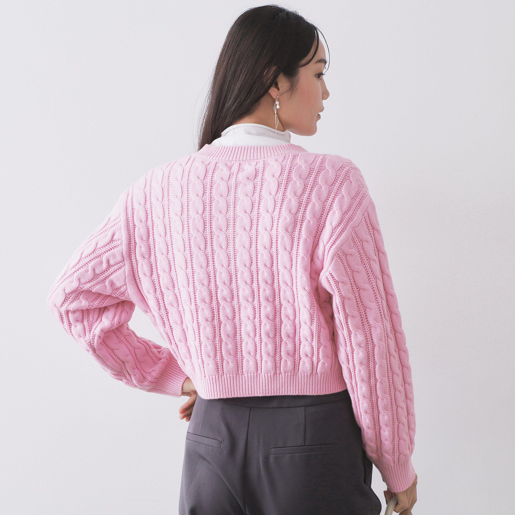 OPAQUE.CLIP「ケーブルミドルゲージニットカーディガン【洗濯機OK】」|カーディガン|