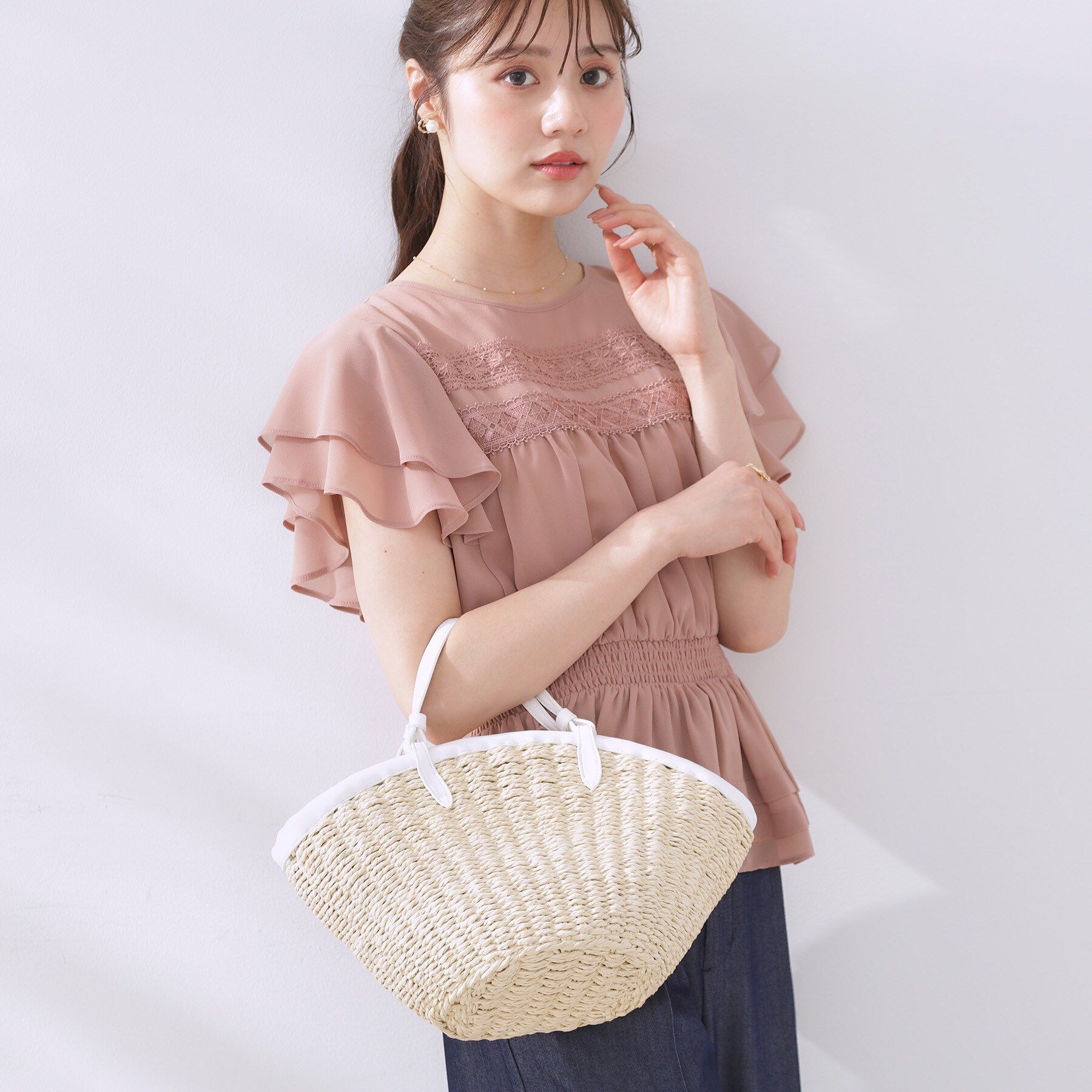 Couture broach「合皮トリミングペーパートート」|トートバッグ|