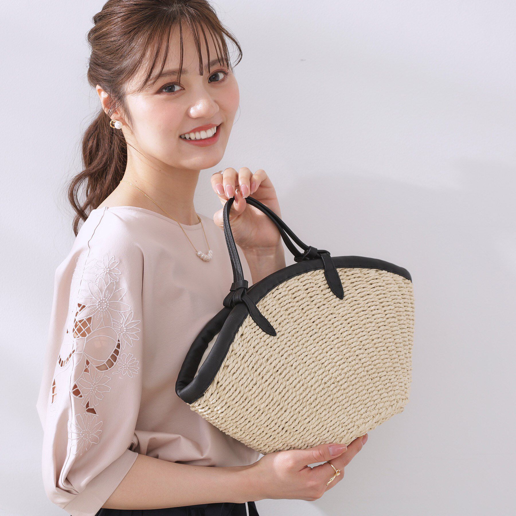 Couture broach「合皮トリミングペーパートート」|トートバッグ|