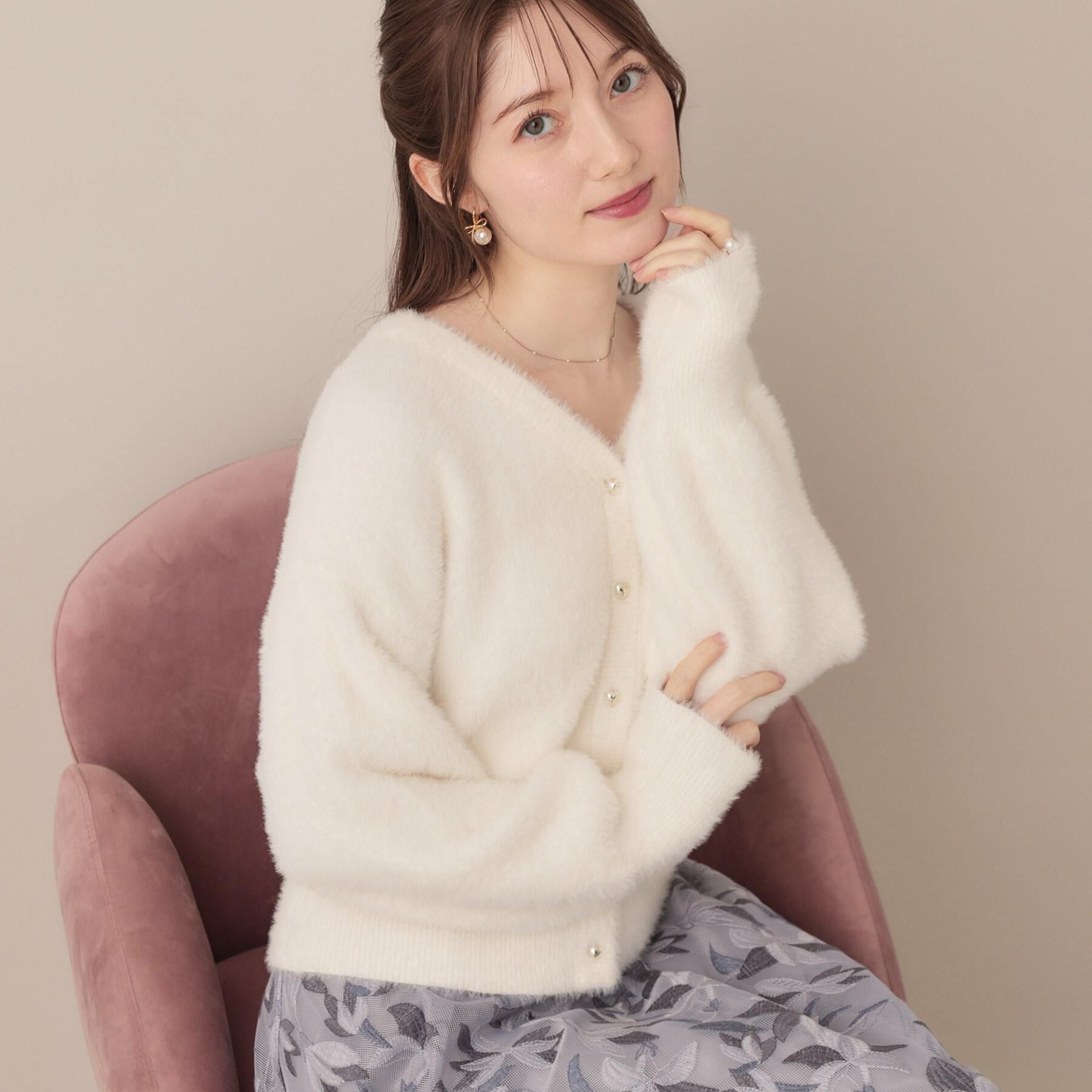 Couture broach「【ふわふわ/前後2WAY】フェザーカーディトップス」|カーディガン|