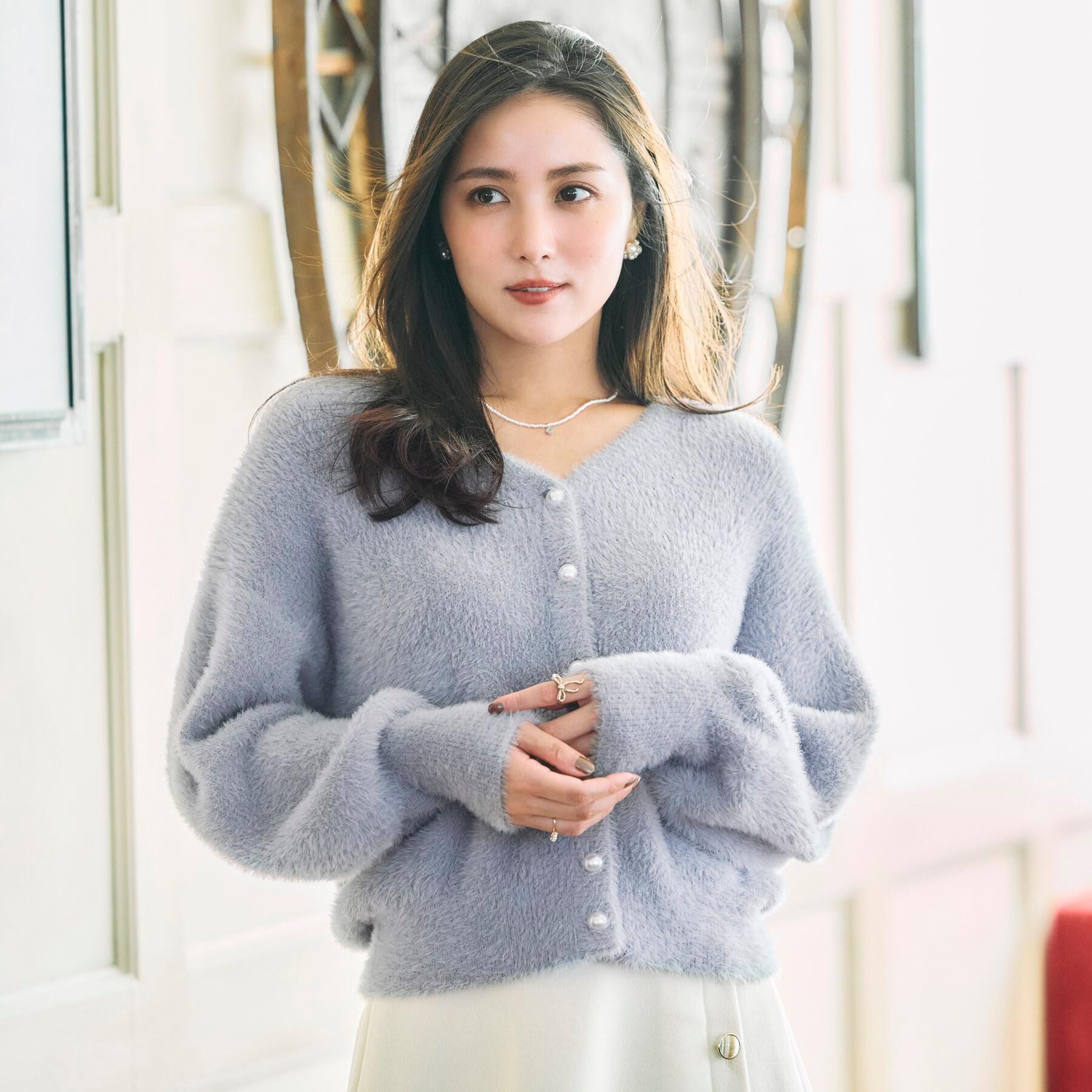 Couture broach「【ふわふわ/前後2WAY】フェザーカーディトップス」|カーディガン|