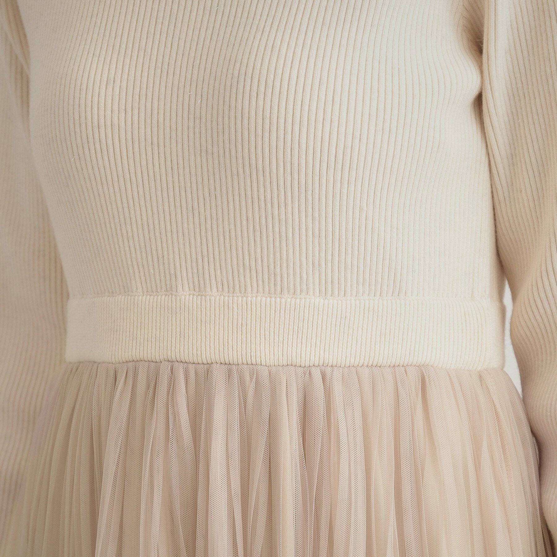 Couture broach「【S-LL/キラキラリブニット】チュールドッキング ワンピース」|ワンピース|