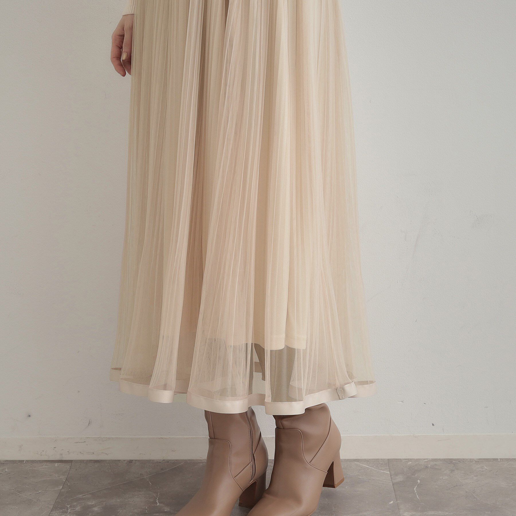 Couture broach「【S-LL/キラキラリブニット】チュールドッキング ワンピース」|ワンピース|