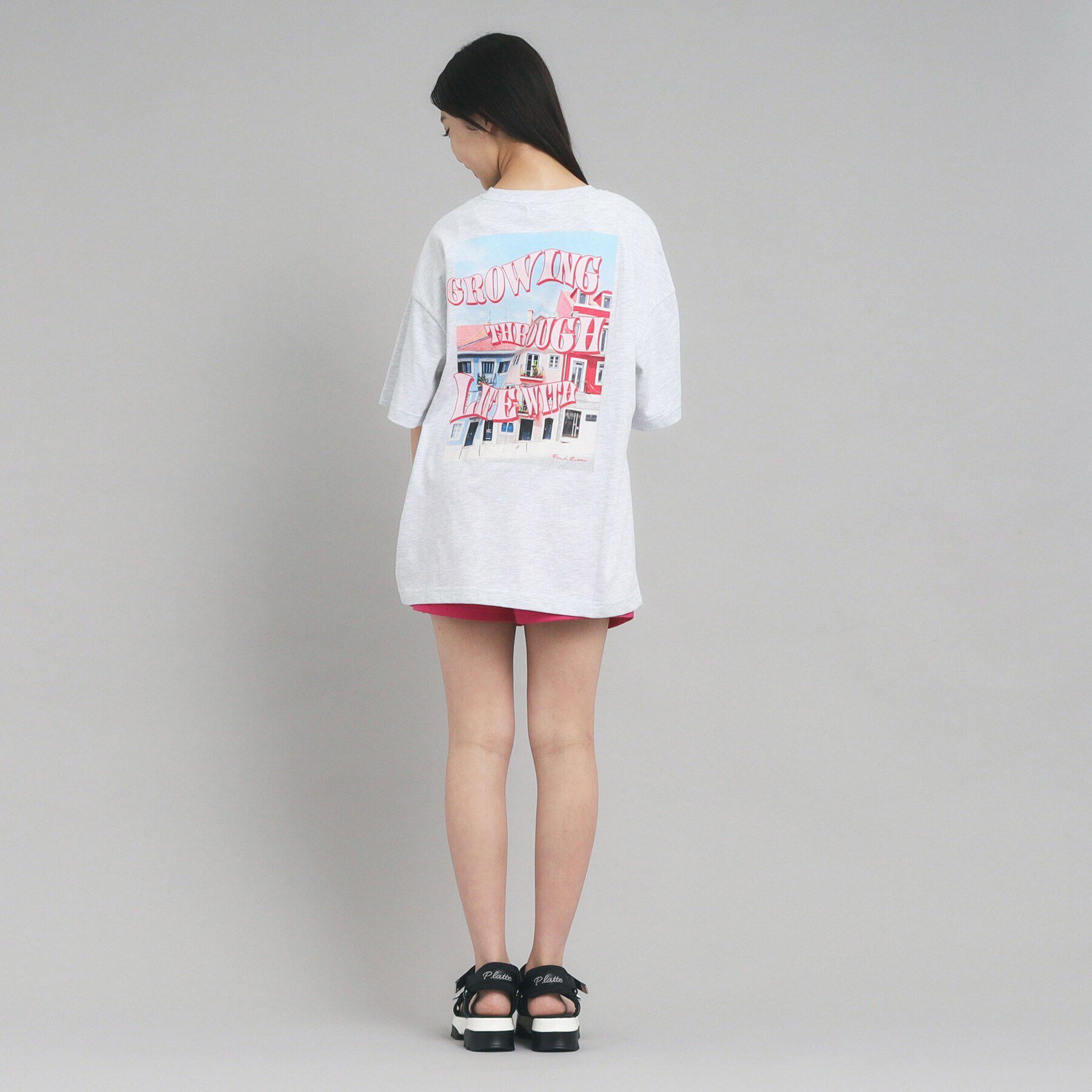 PINK-latte「【130cmあり】バックフォトプリントTシャツ」|Tシャツ・カットソー|