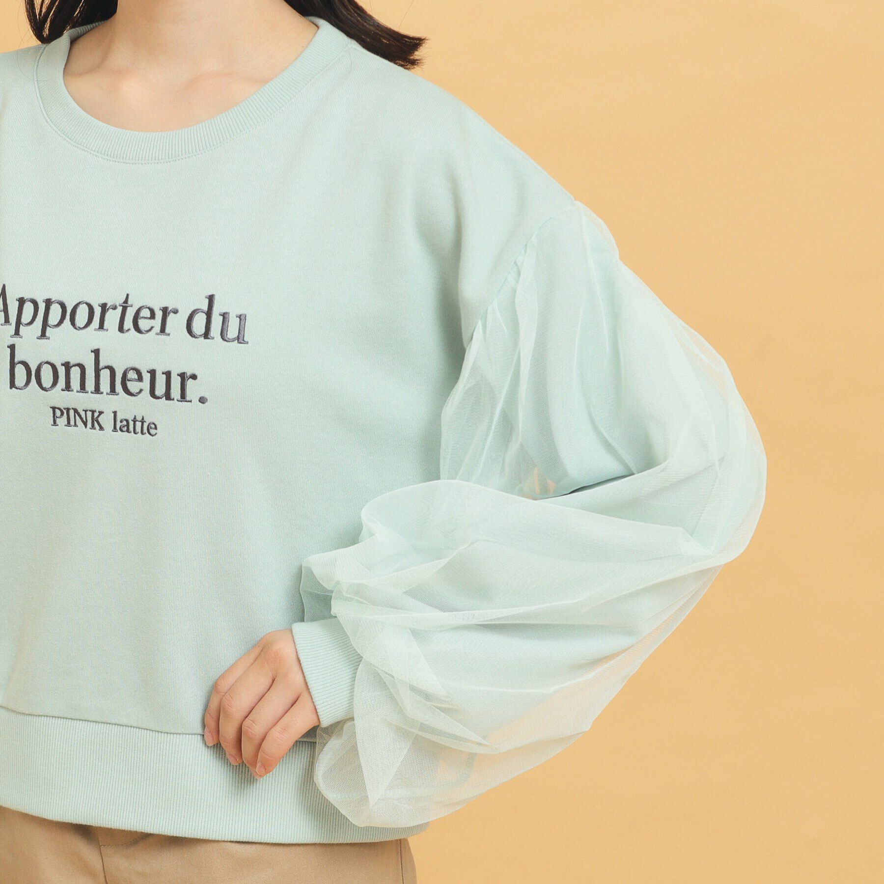 PINK-latte「袖チュールプルオーバー」|Tシャツ・カットソー|