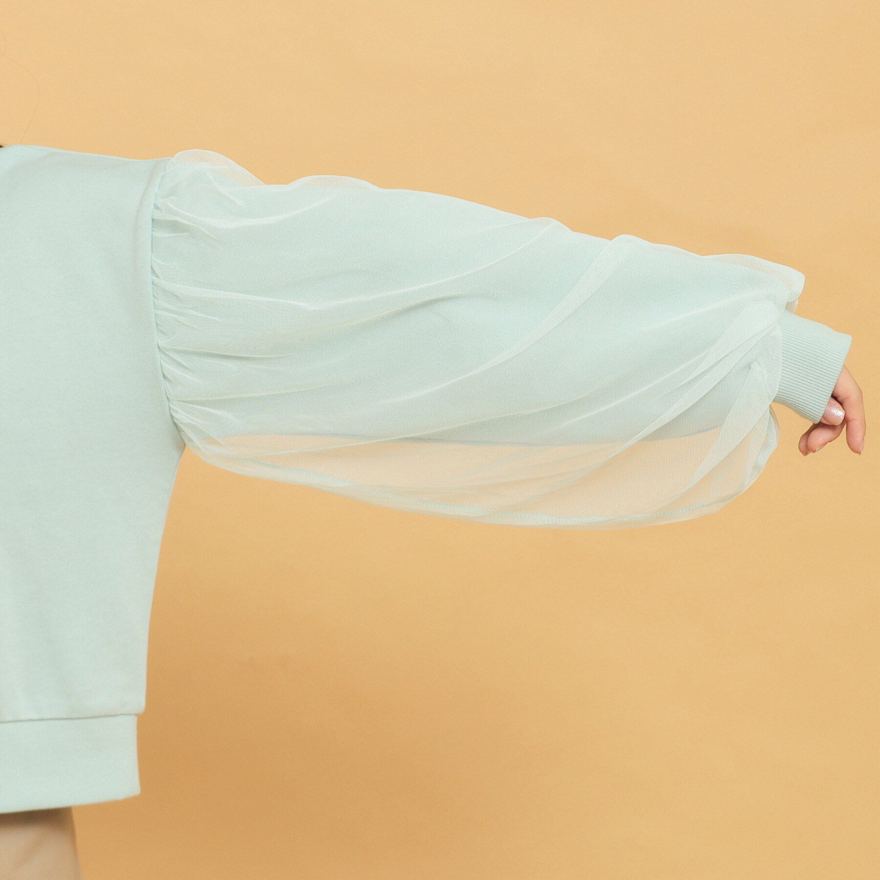 PINK-latte「袖チュールプルオーバー」|Tシャツ・カットソー|