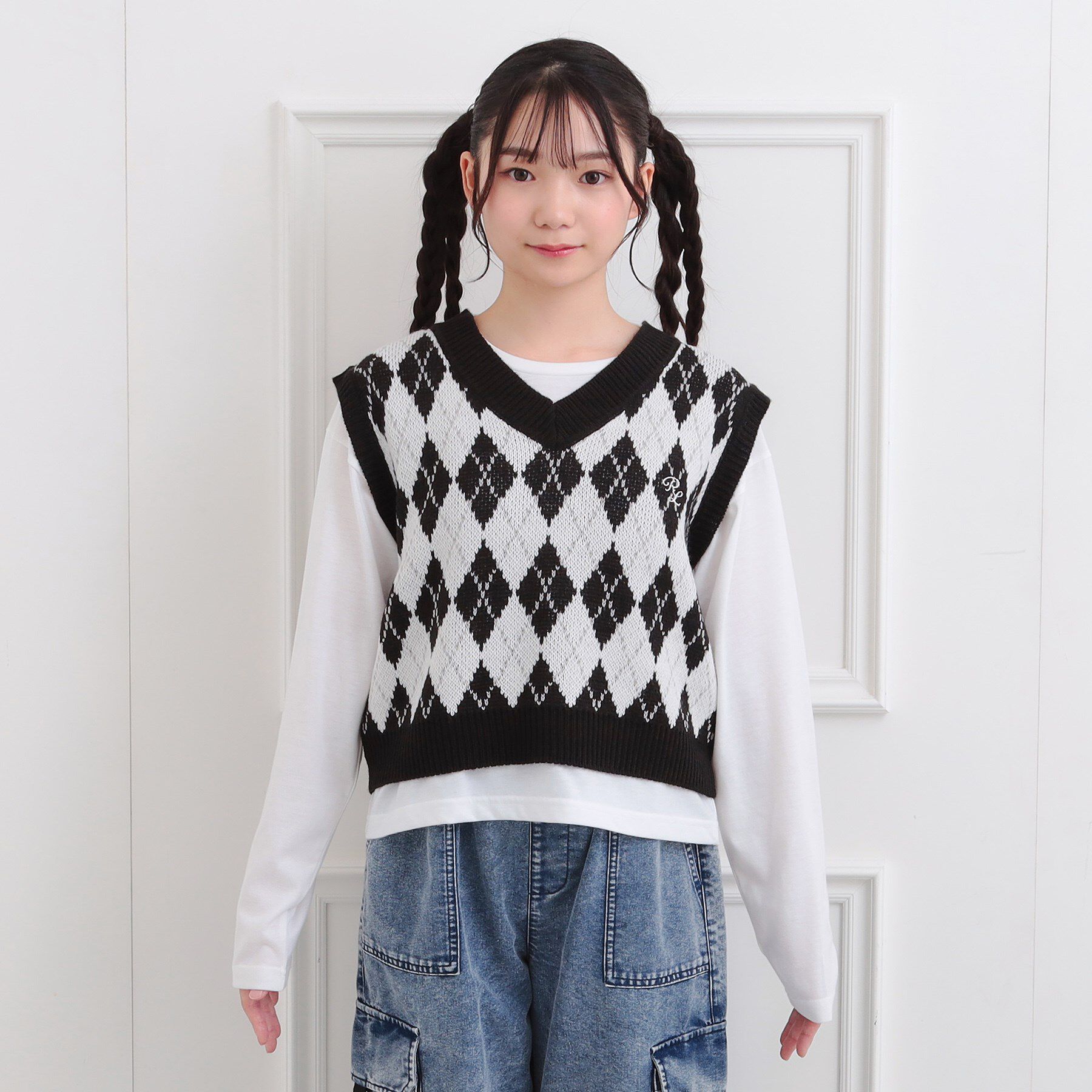 PINK-latte「【セットアイテム】ニットベスト＋ロンT」|ベスト・ジレ|