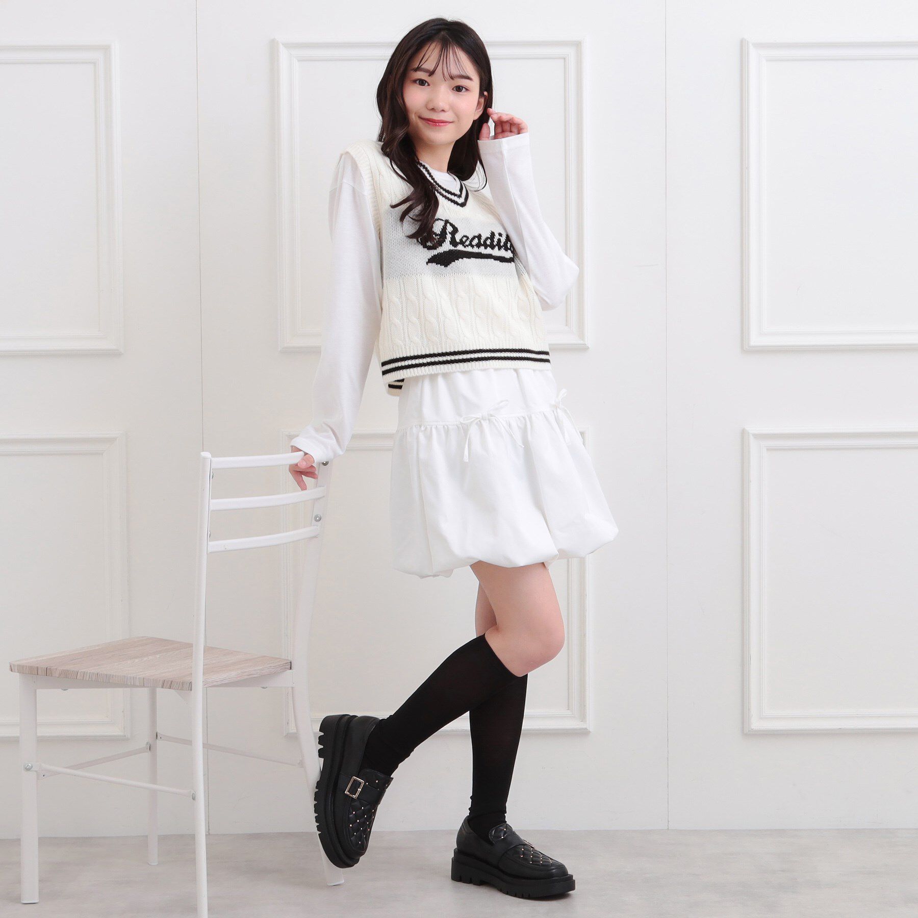 PINK-latte「【セットアイテム】ニットベスト＋ロンT」|ベスト・ジレ|