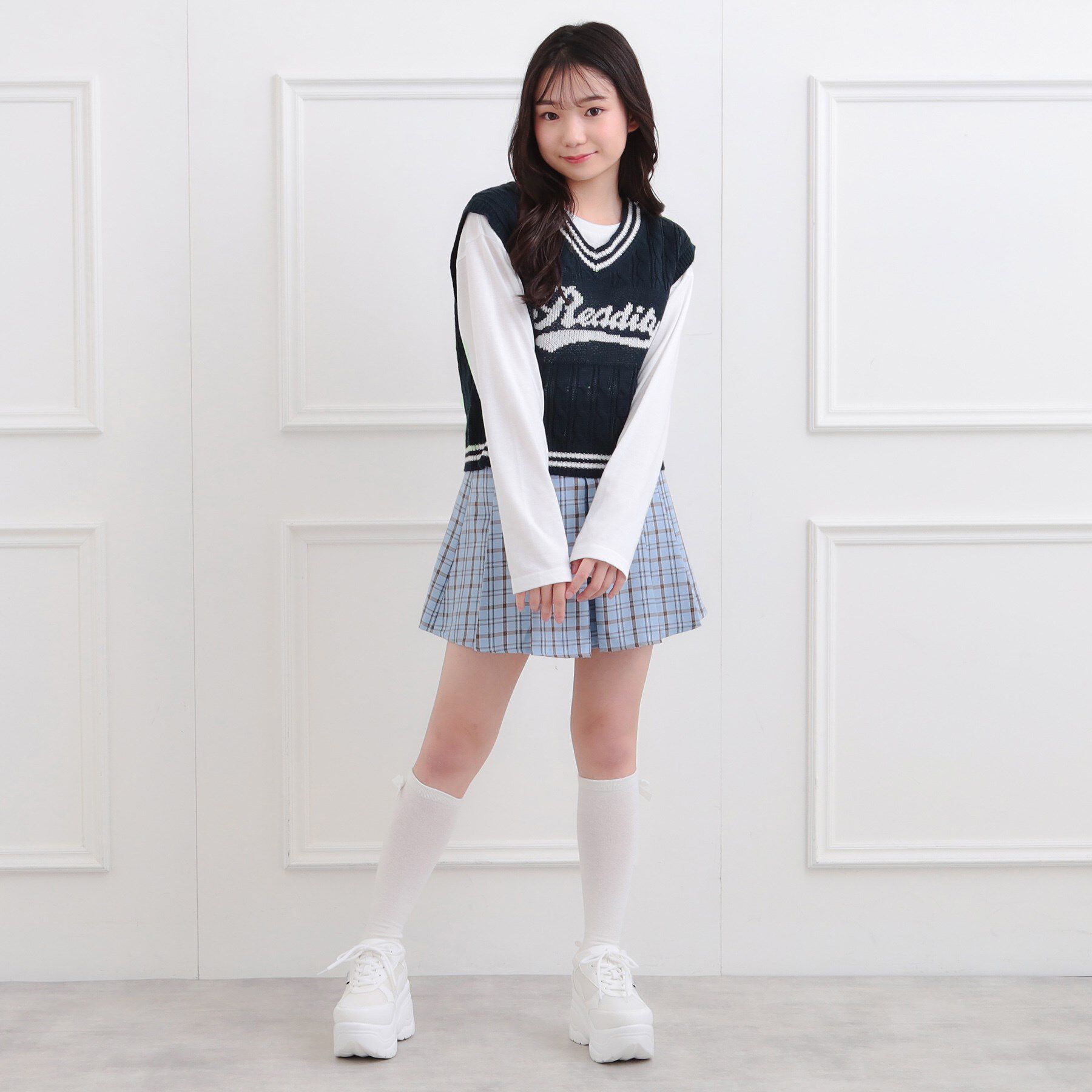 PINK-latte「【セットアイテム】ニットベスト＋ロンT」|ベスト・ジレ|