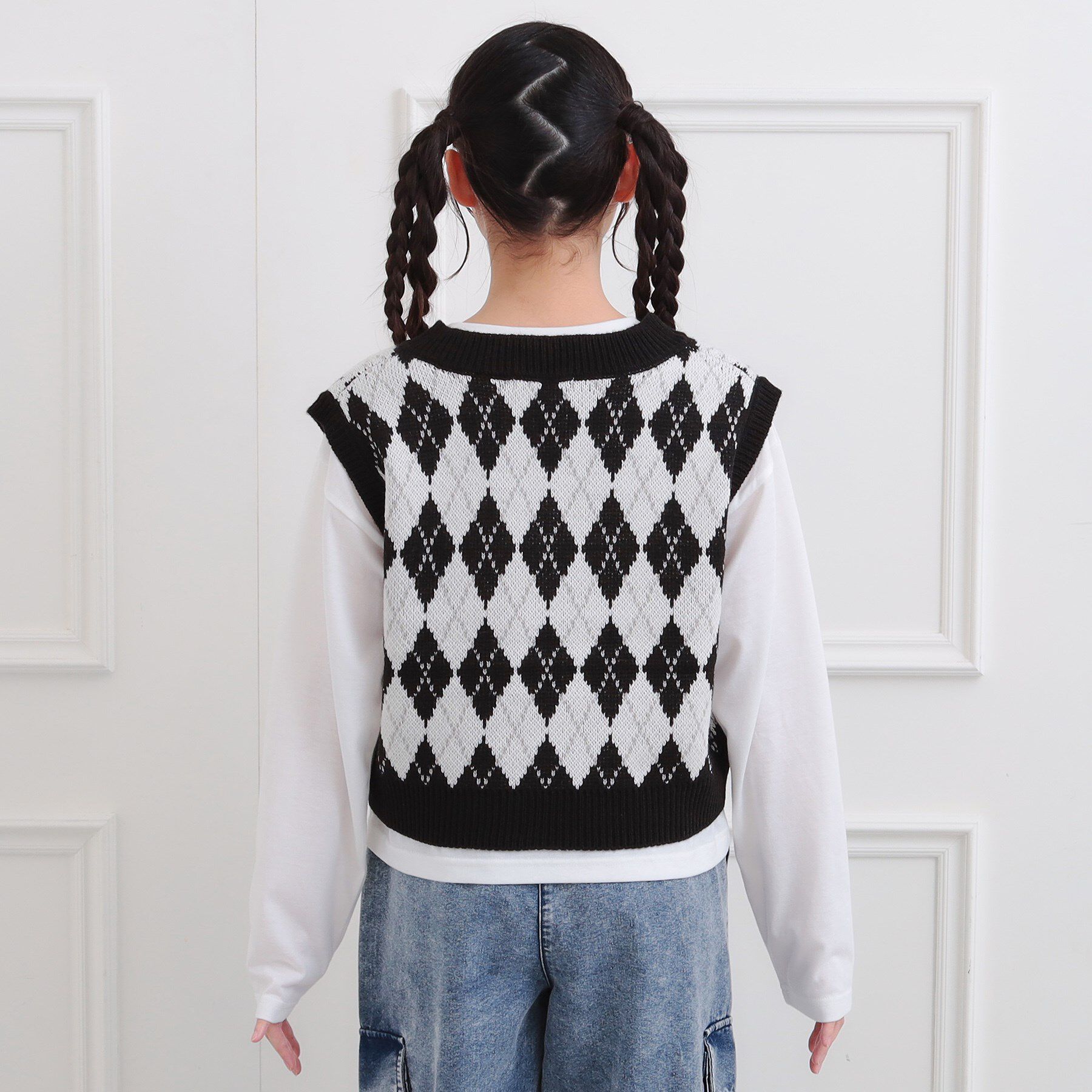 PINK-latte「【セットアイテム】ニットベスト＋ロンT」|ベスト・ジレ|