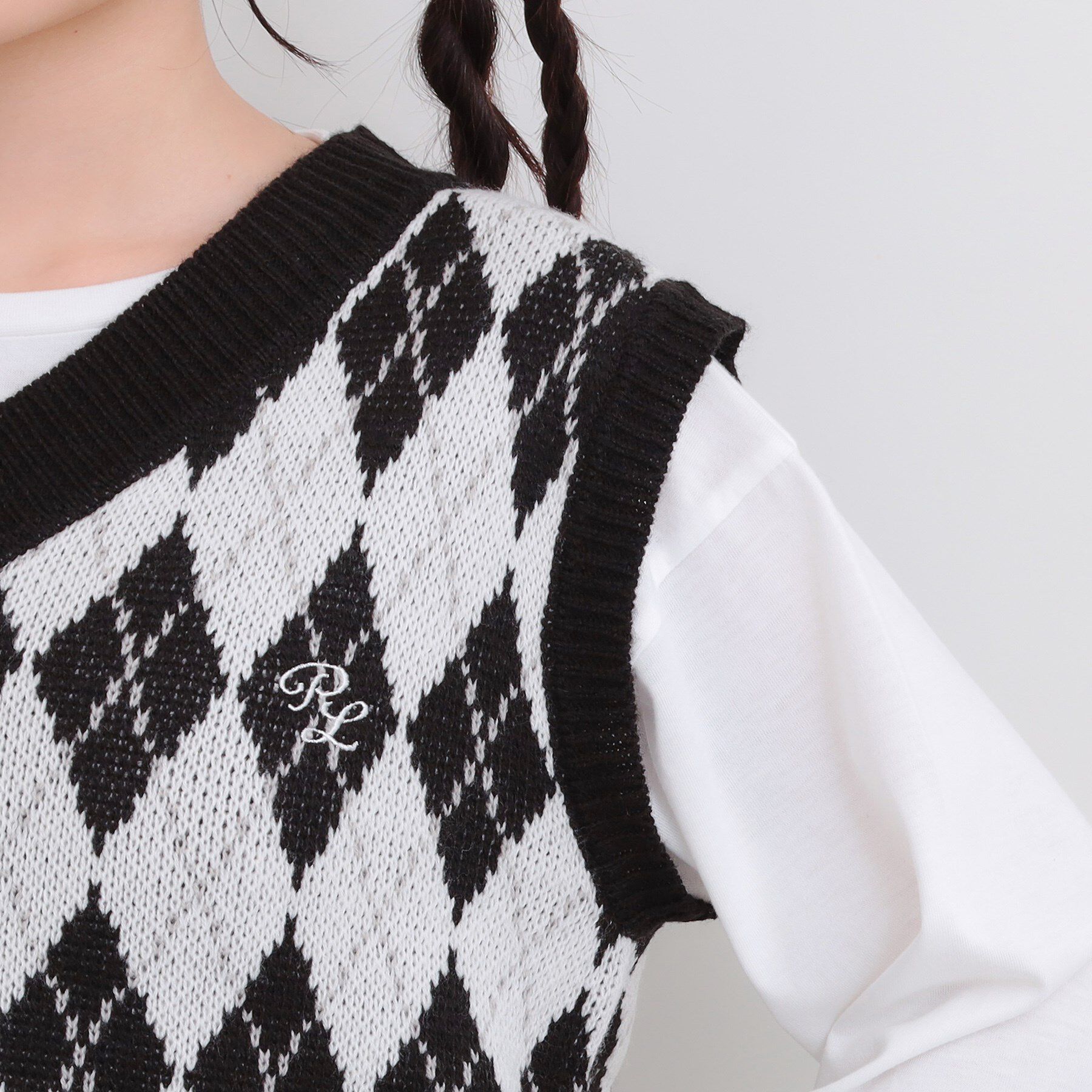 PINK-latte「【セットアイテム】ニットベスト＋ロンT」|ベスト・ジレ|