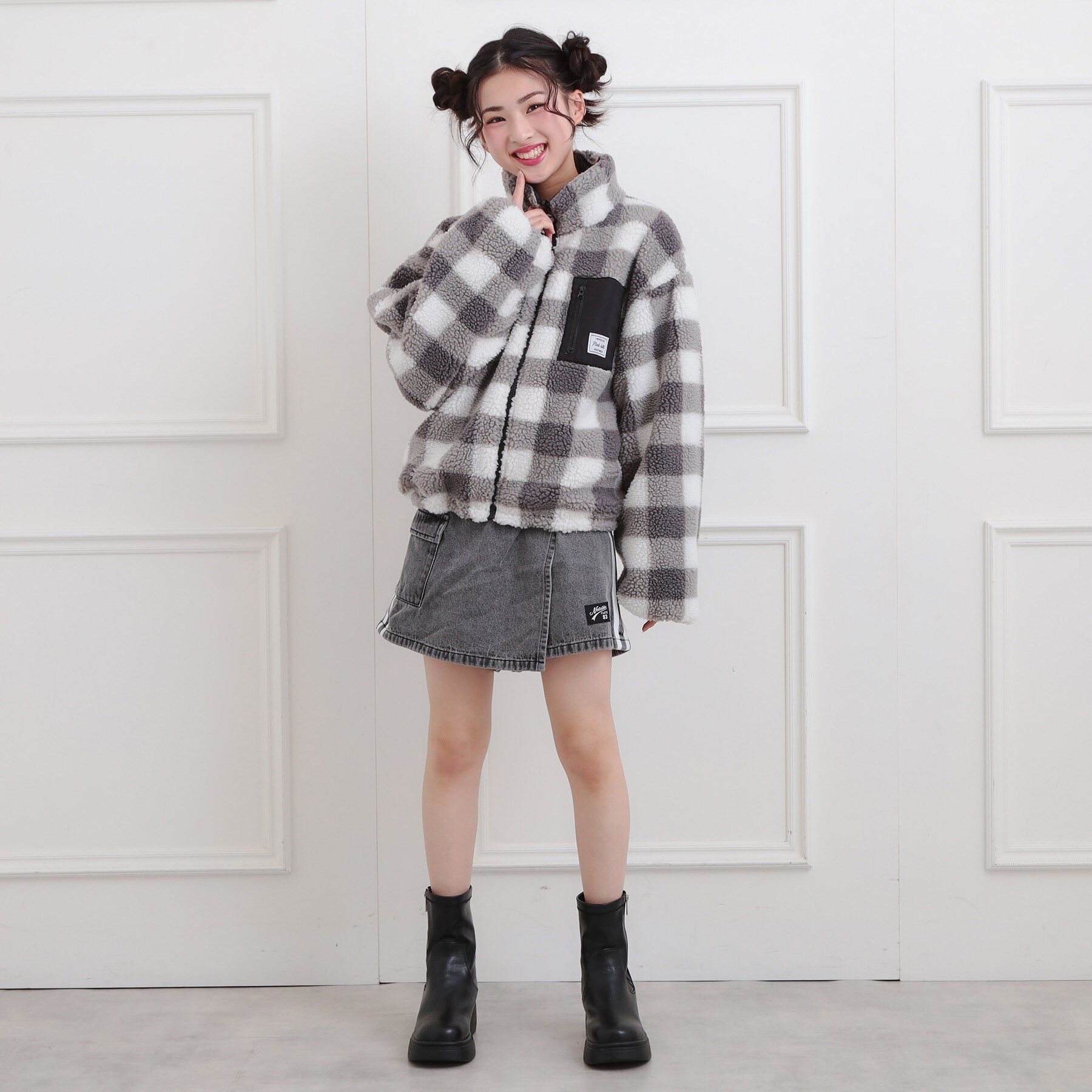 PINK-latte「ボアリバーシブルブルゾン」|ブルゾン・スタジャン|