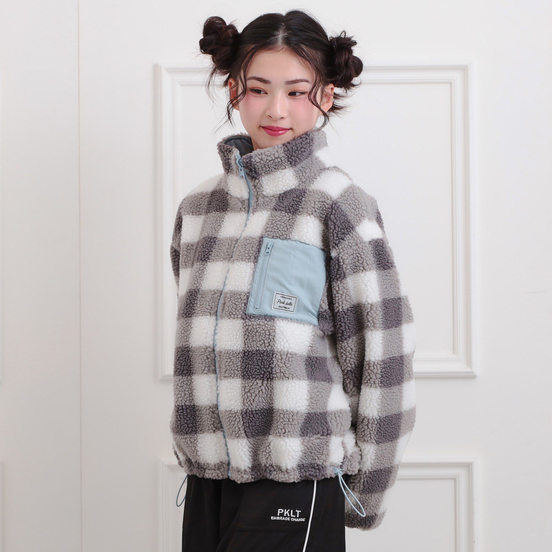 PINK-latte「ボアリバーシブルブルゾン」|ブルゾン・スタジャン|