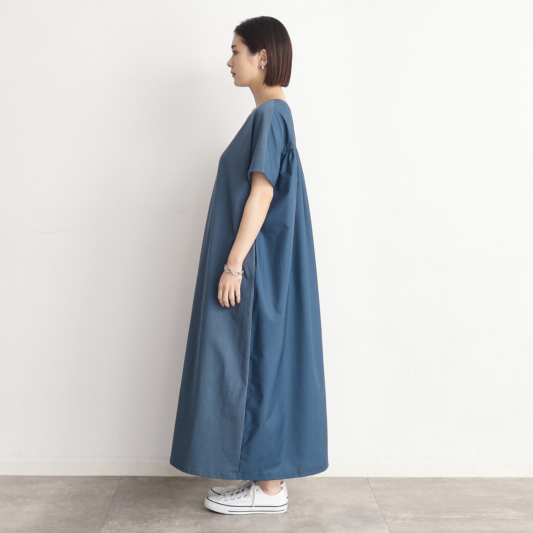 THE SHOP TK「バックギャザー切り替えワンピース【洗える】」|ワンピース|