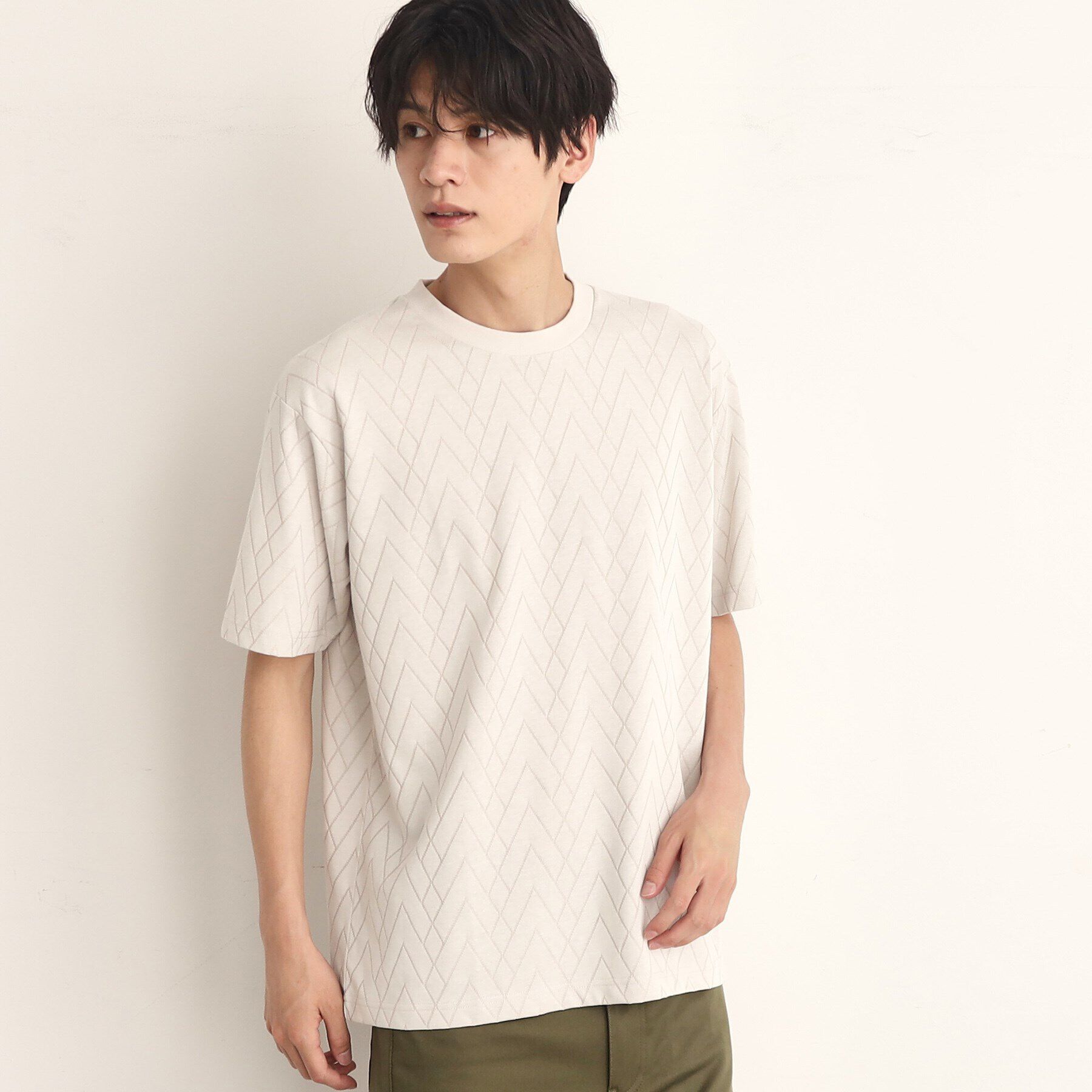 THE SHOP TK「ジオメトリックリンクス半袖Tシャツ」|Tシャツ・カットソー|ベージュ(052)