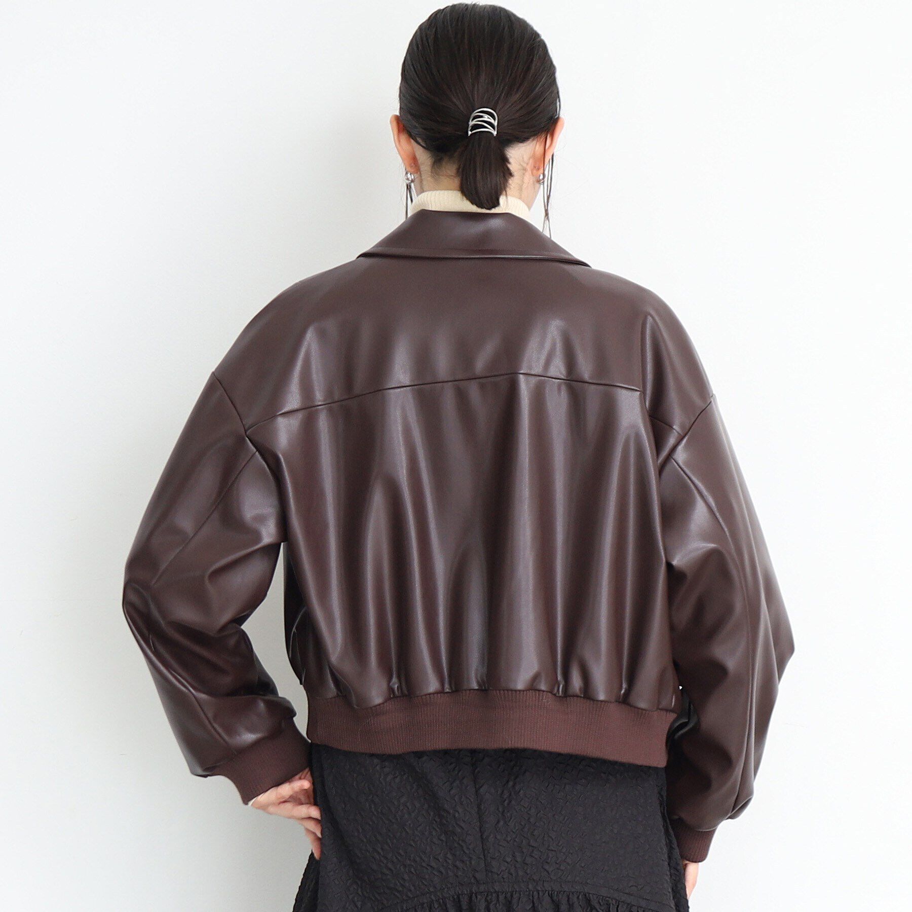 THE SHOP TK「【ヒルナンデス！で紹介】合皮リブブルゾン /環境に優しい」|ブルゾン・スタジャン|