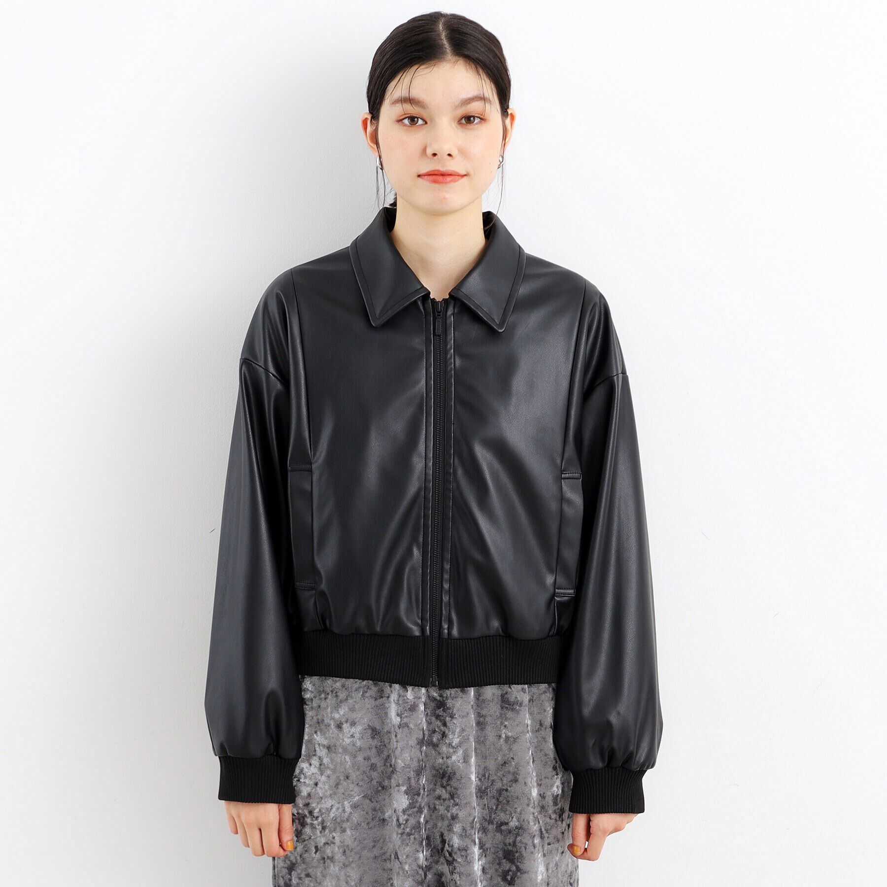 THE SHOP TK「【ヒルナンデス！で紹介】合皮リブブルゾン /環境に優しい」|ブルゾン・スタジャン|