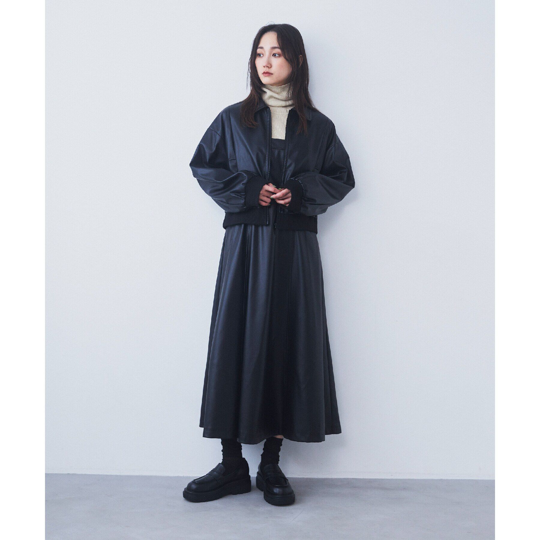 THE SHOP TK「【ヒルナンデス！で紹介】合皮リブブルゾン /環境に優しい」|ブルゾン・スタジャン|