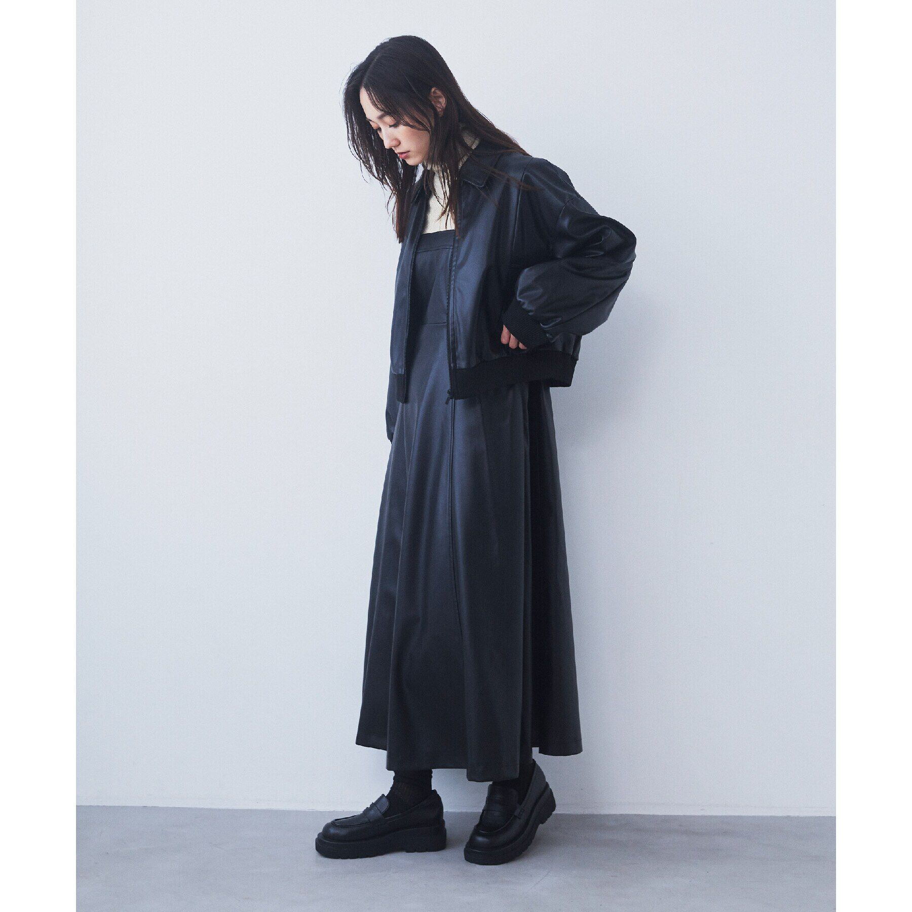 THE SHOP TK「【ヒルナンデス！で紹介】合皮リブブルゾン /環境に優しい」|ブルゾン・スタジャン|