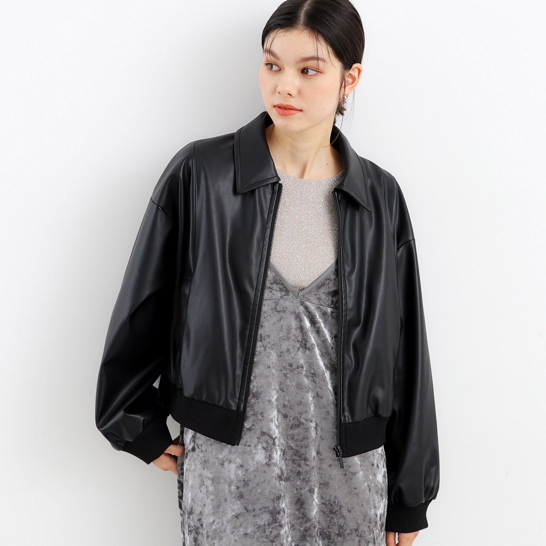 THE SHOP TK「【ヒルナンデス！で紹介】合皮リブブルゾン /環境に優しい」|ブルゾン・スタジャン|