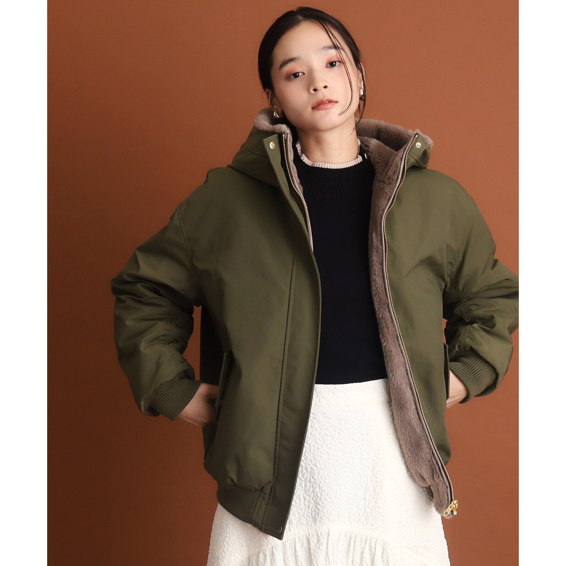 THE SHOP TK「【2WAY/洗えるアウター】MA1&ファーリバーシブルブルゾン」|ブルゾン・スタジャン|