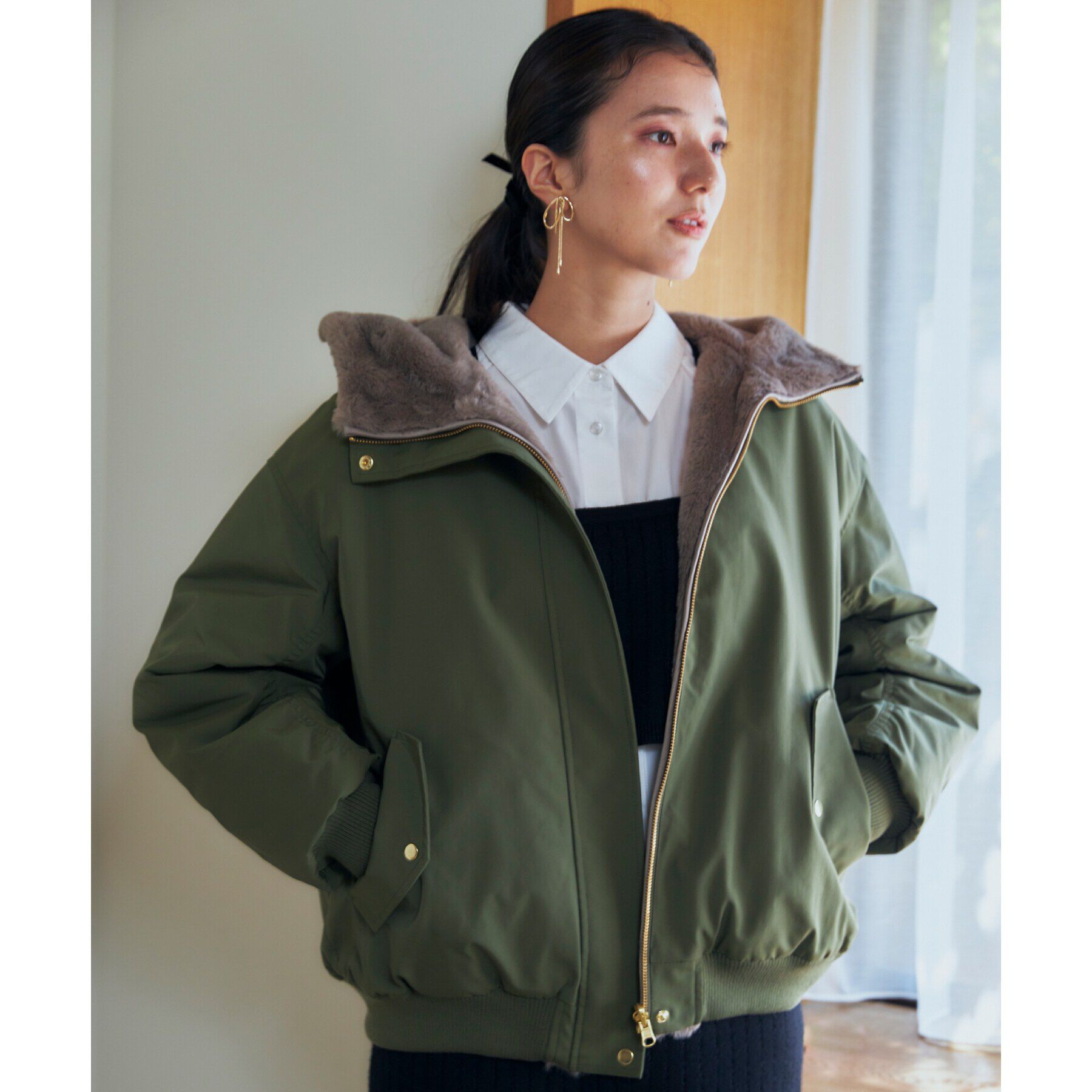 THE SHOP TK「【2WAY/洗えるアウター】MA1&ファーリバーシブルブルゾン」|ブルゾン・スタジャン|