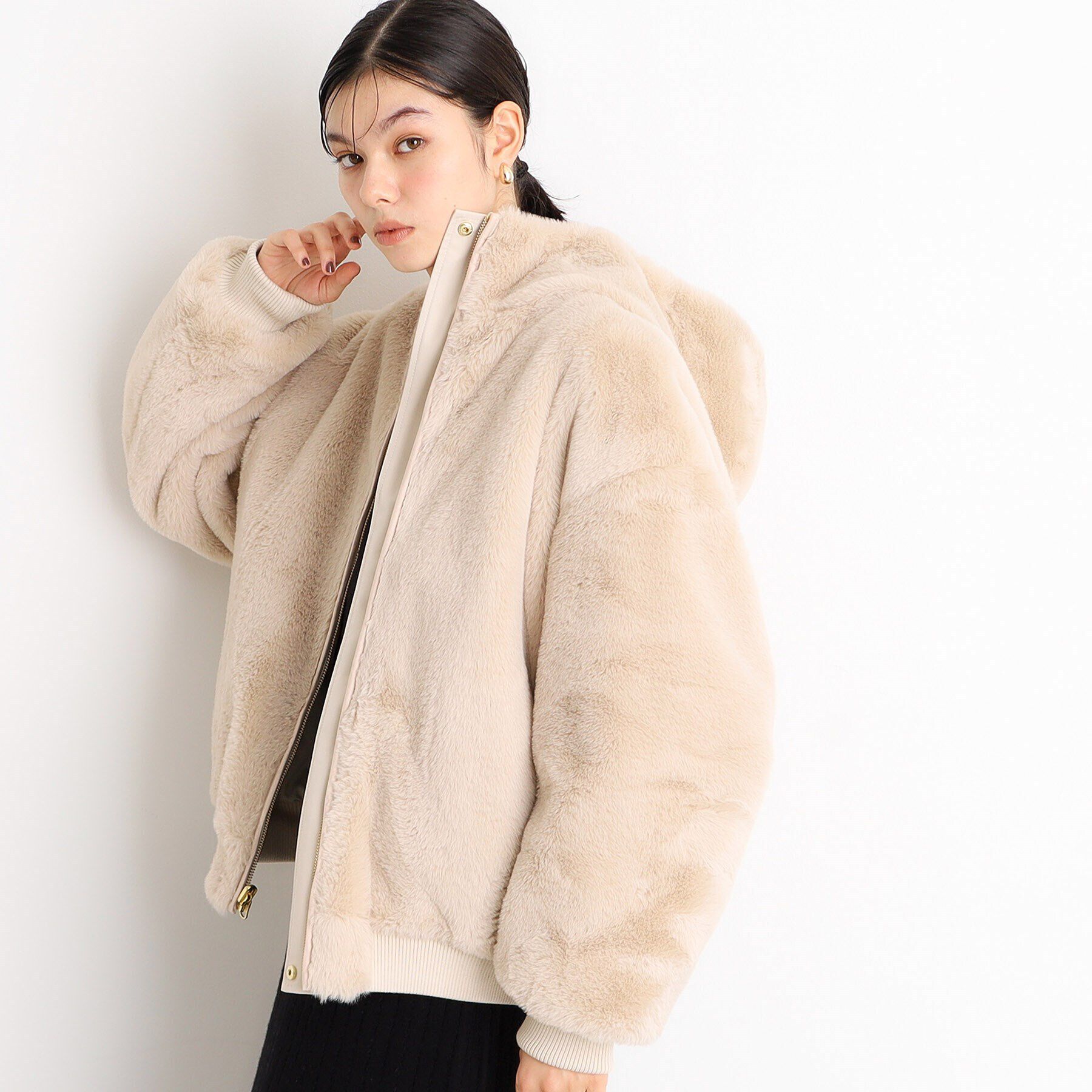 THE SHOP TK「【2WAY/洗えるアウター】MA1&ファーリバーシブルブルゾン」|ブルゾン・スタジャン|グレージュ(050)