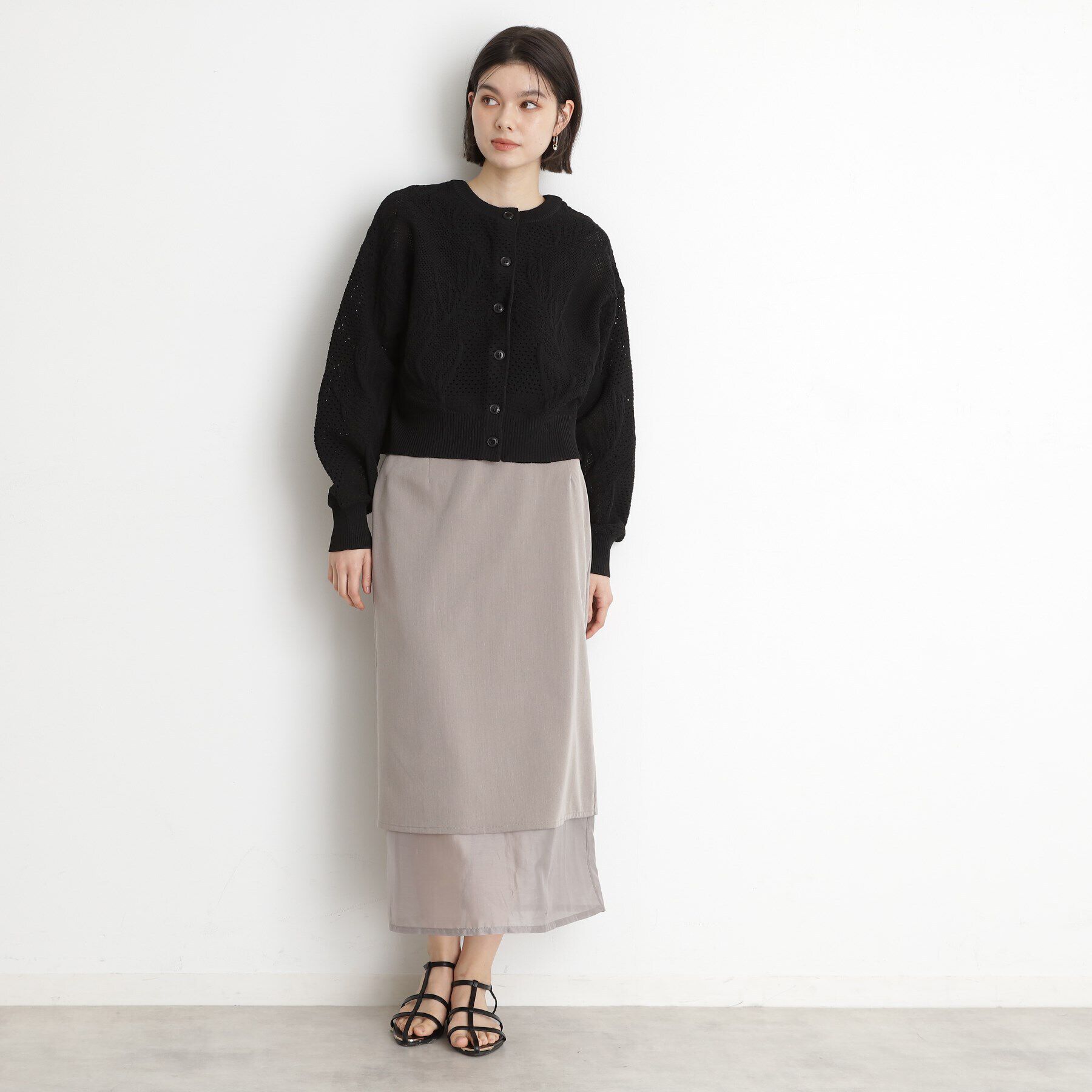 THE SHOP TK「レース編みカーディガン【前後2WAY】」|ニット・セーター|