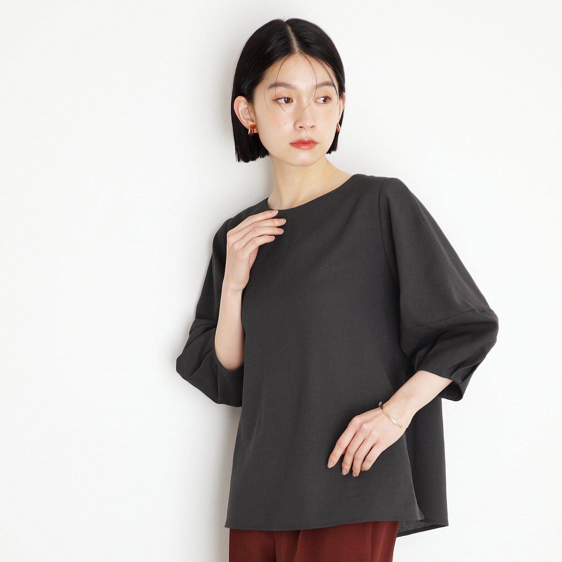 THE SHOP TK「麻調ランタン袖ブラウス【洗える】」|シャツ・ブラウス|