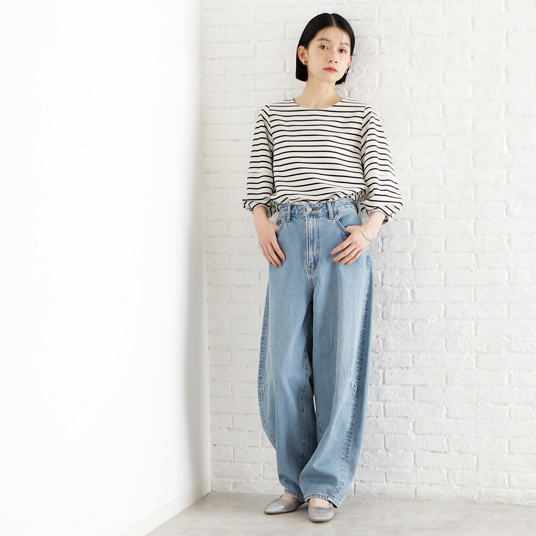 THE SHOP TK「麻調ランタン袖ブラウス【洗える】」|シャツ・ブラウス|