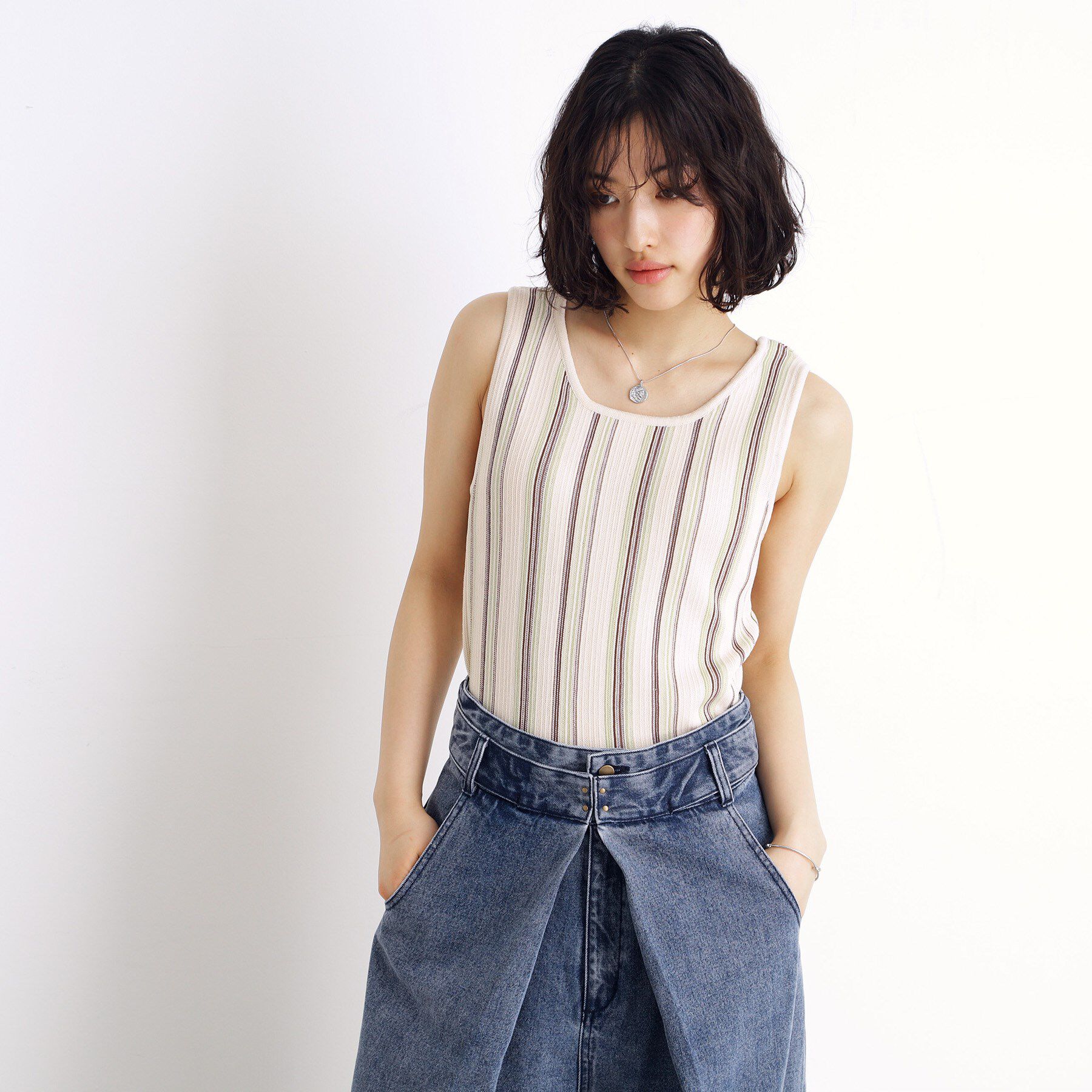 THE SHOP TK「ランダムガータータンク【前後2WAY/洗濯機OK】」|キャミソール|