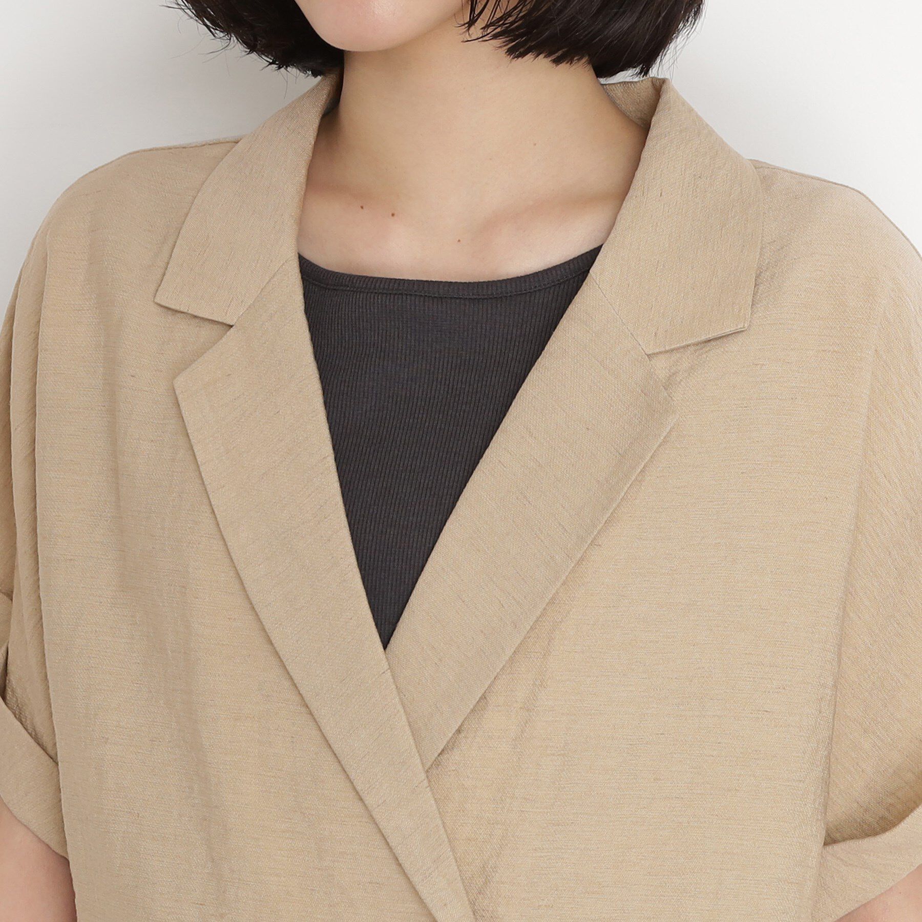 THE SHOP TK「リネン混半袖テーラージャケット【洗える/セットアップ可】」|テーラードジャケット|