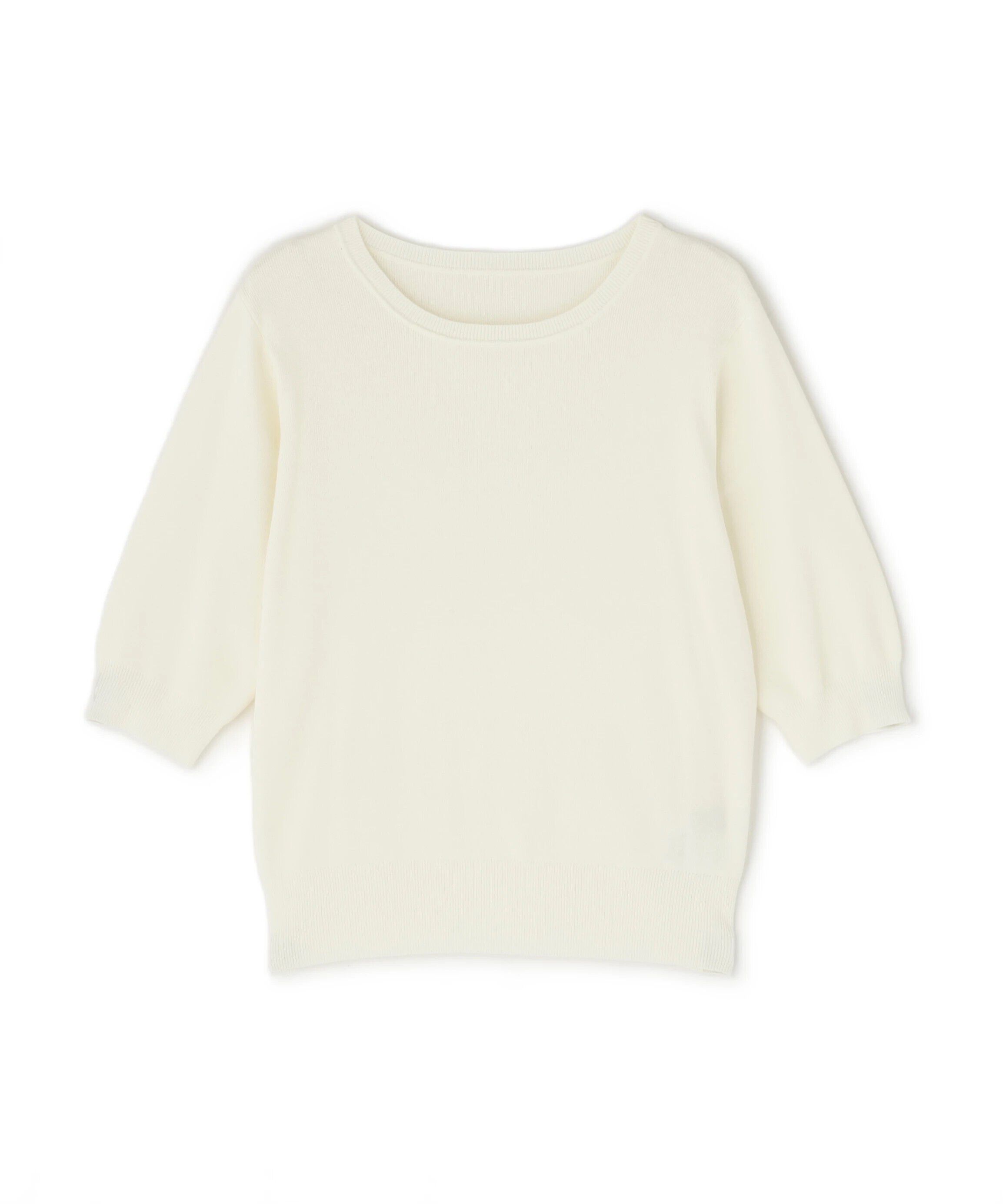  「総針クルーネック五分袖ニット」|ニット・セーター|