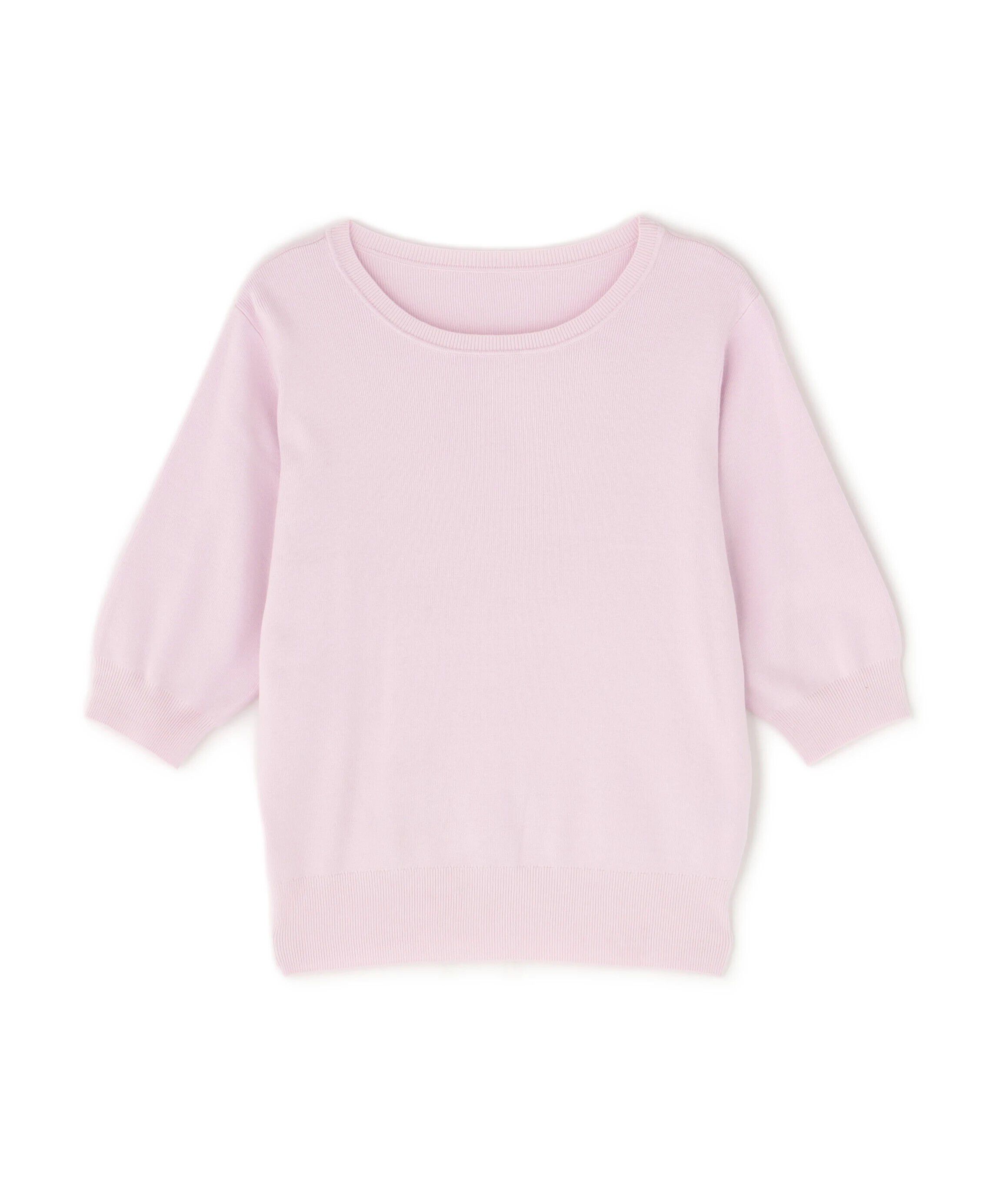  「総針クルーネック五分袖ニット」|ニット・セーター|