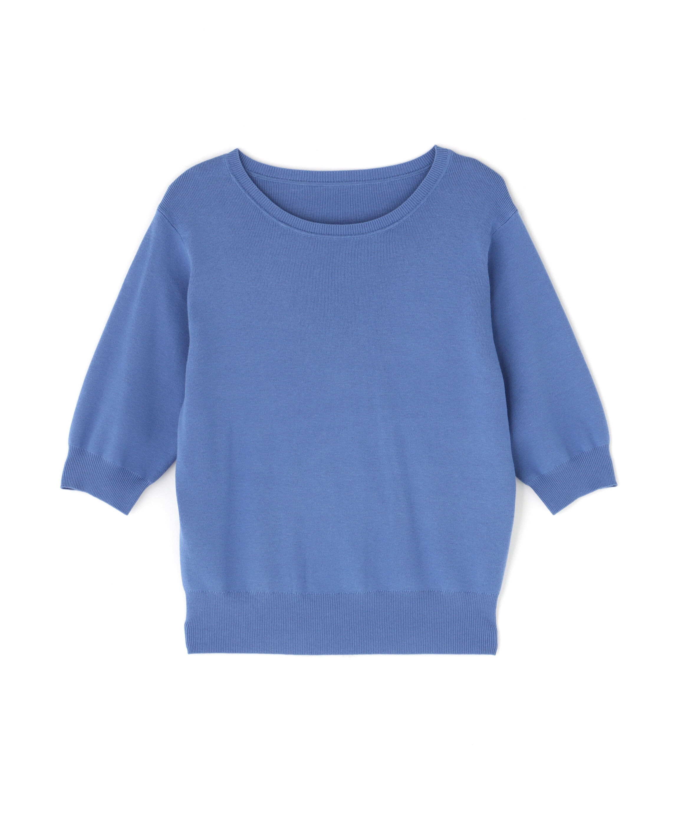  「総針クルーネック五分袖ニット」|ニット・セーター|