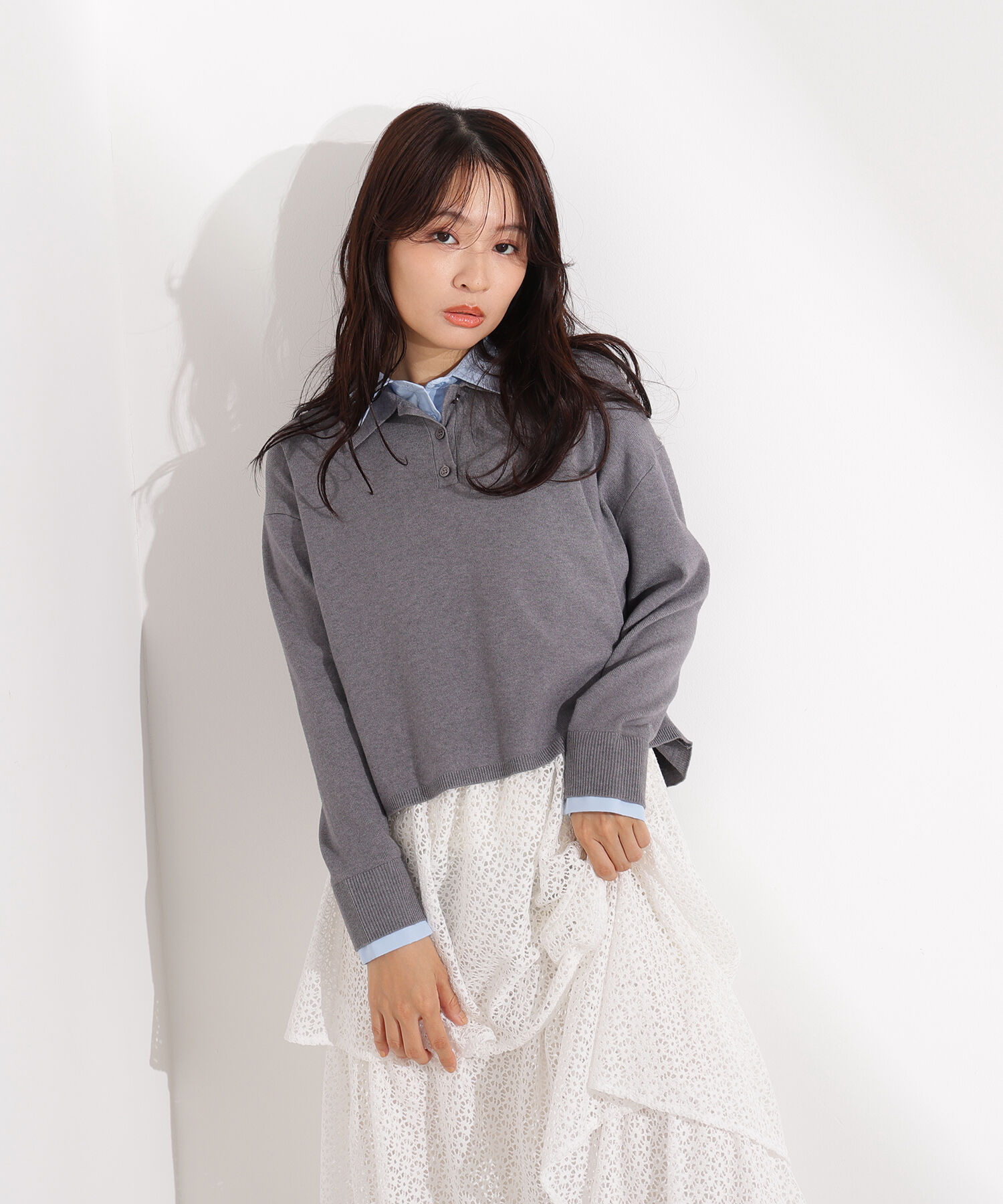  「シャツレイヤードニット」|ニット・セーター|