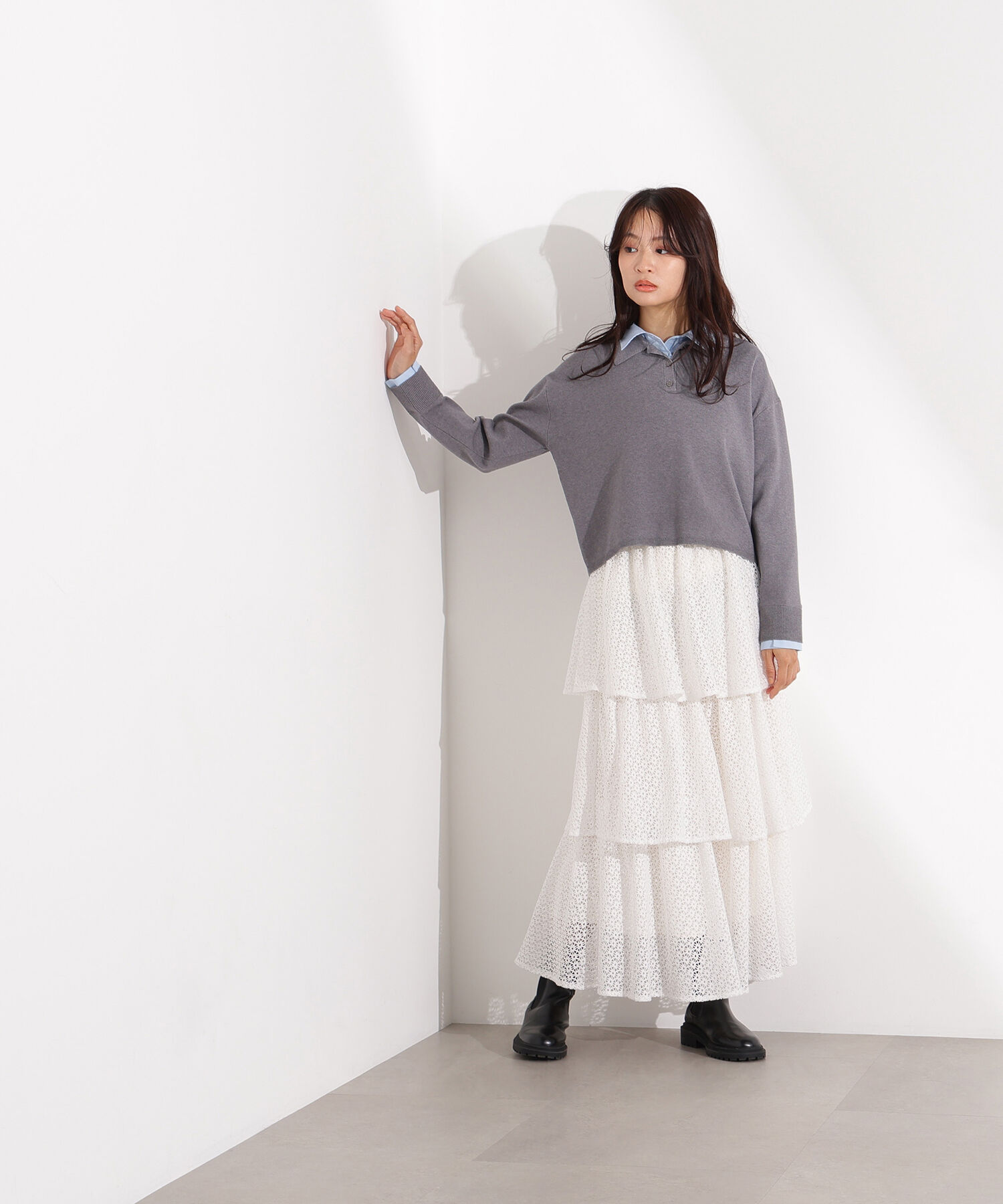  「シャツレイヤードニット」|ニット・セーター|