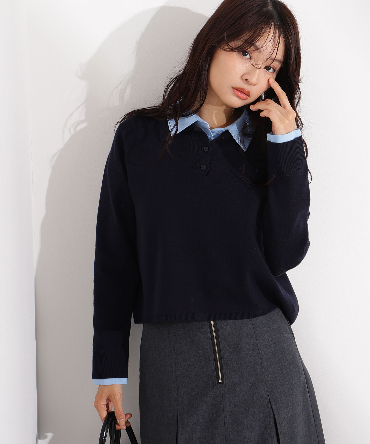  「シャツレイヤードニット」|ニット・セーター|