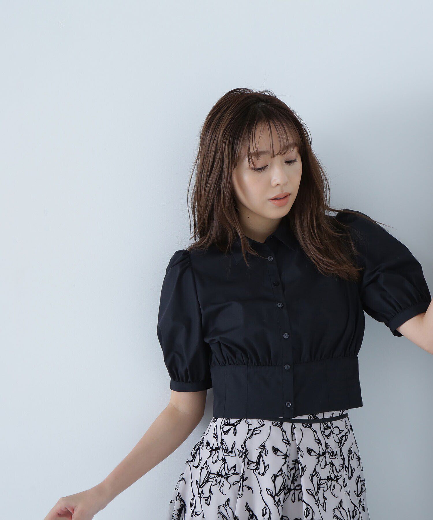  「シャツカラーコルセットブラウス」|シャツ・ブラウス|