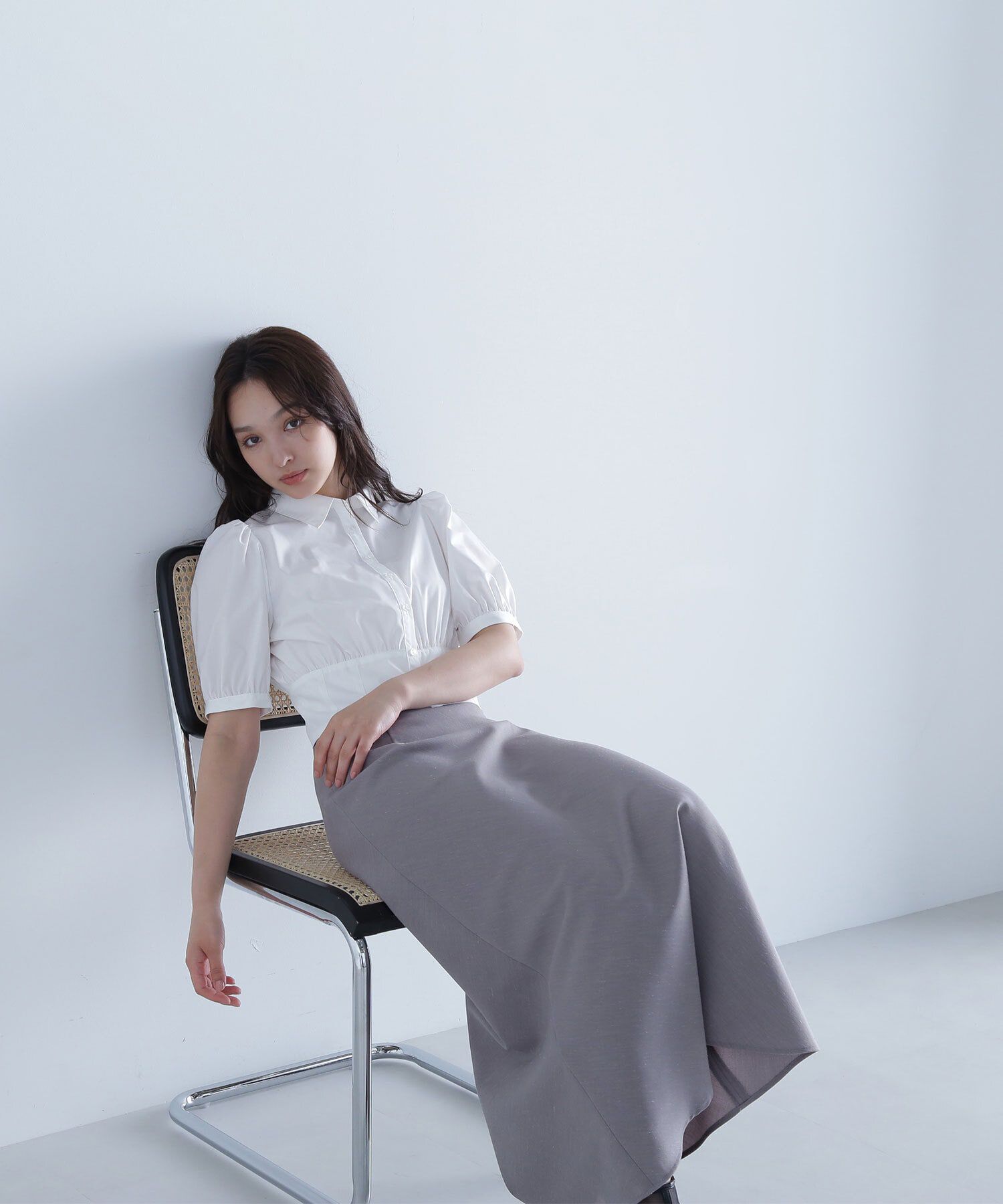  「シャツカラーコルセットブラウス」|シャツ・ブラウス|