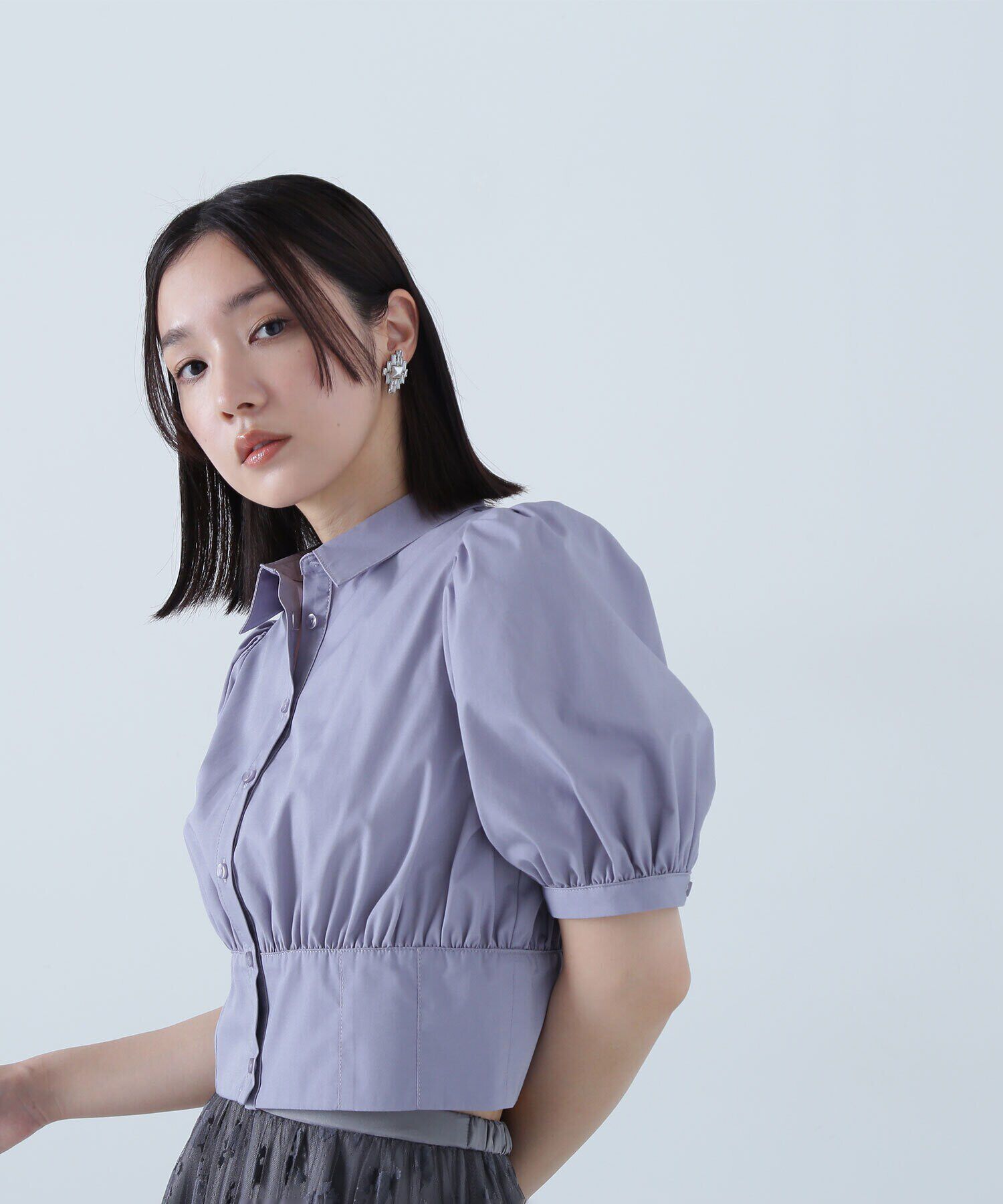  「シャツカラーコルセットブラウス」|シャツ・ブラウス|ラベンダー