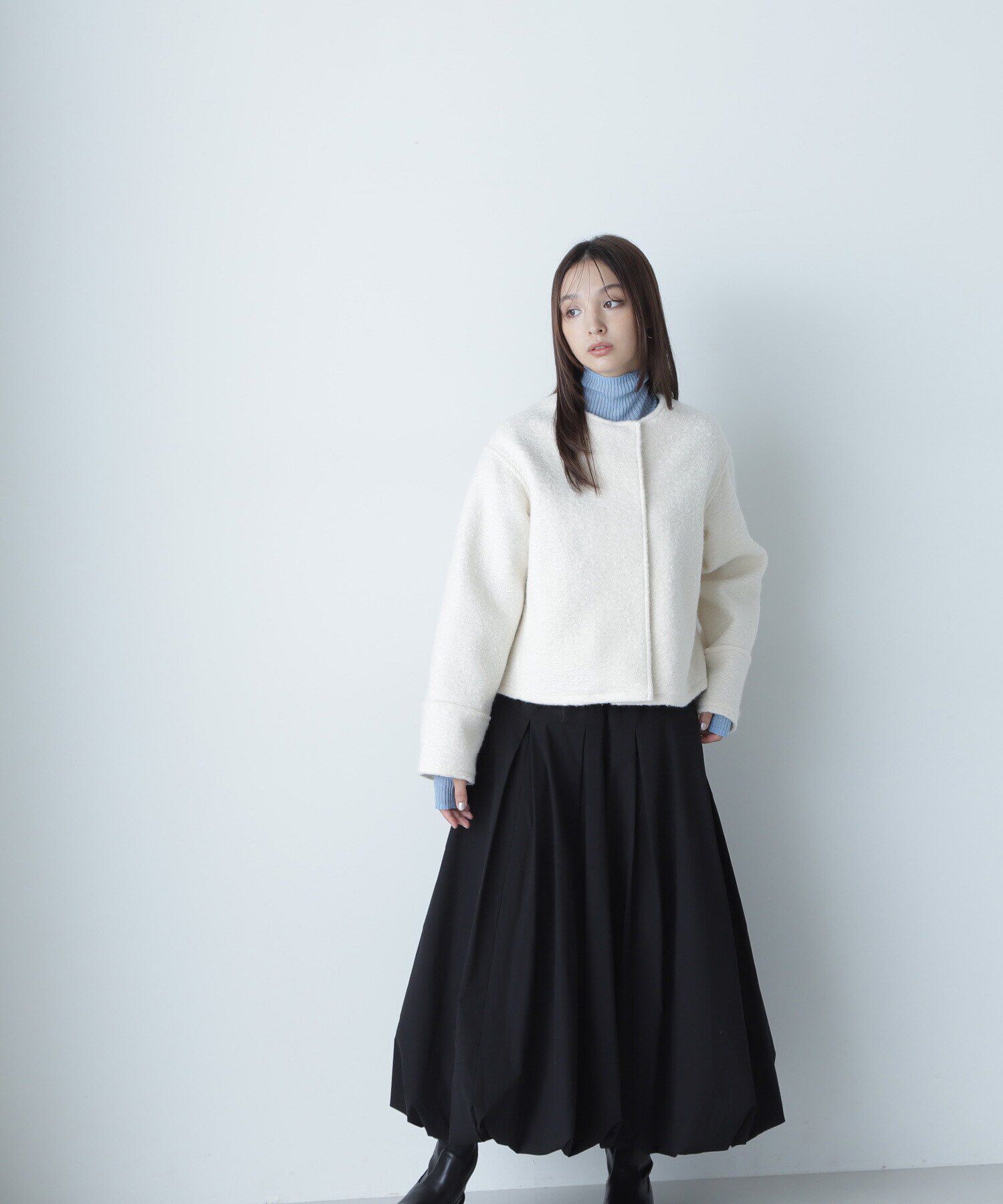  「ノーカラーウェーブシャギーブルゾン　24AW」|ブルゾン・スタジャン|