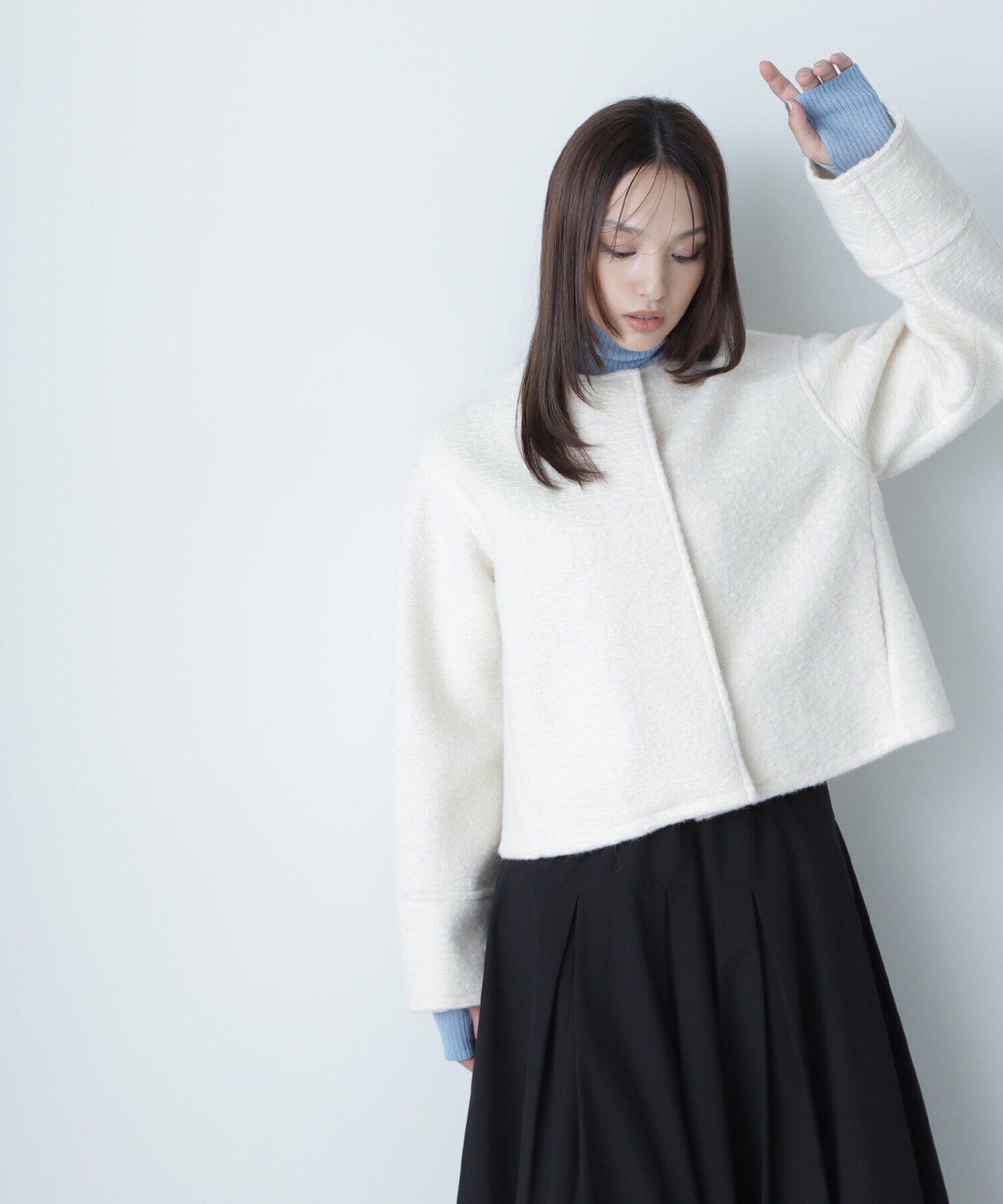  「ノーカラーウェーブシャギーブルゾン　24AW」|ブルゾン・スタジャン|